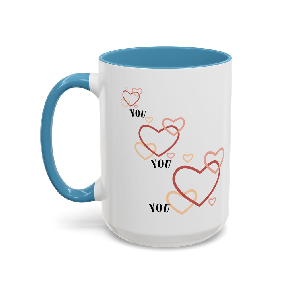 Love You Accent Coffee Mug, Valentine's Day Gift, Heart Mug, Cute Coffee Cup, Romantic Beverage Container