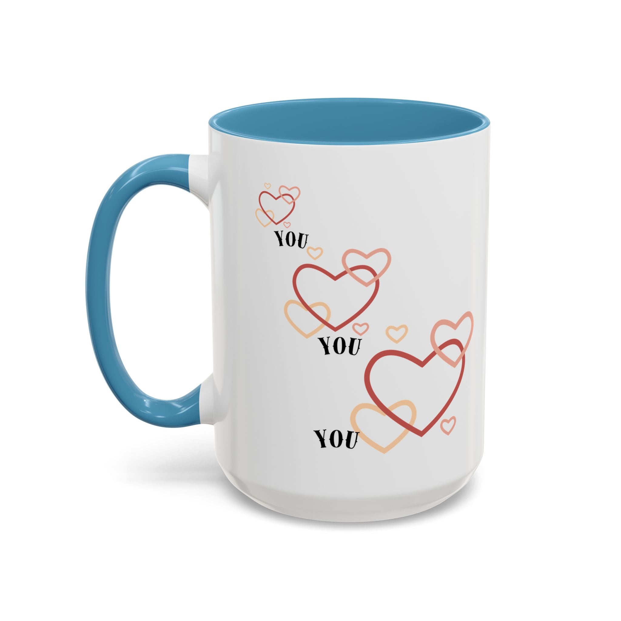 Love You Accent Coffee Mug, Valentine's Day Gift, Heart Mug, Cute Coffee Cup, Romantic Beverage Container