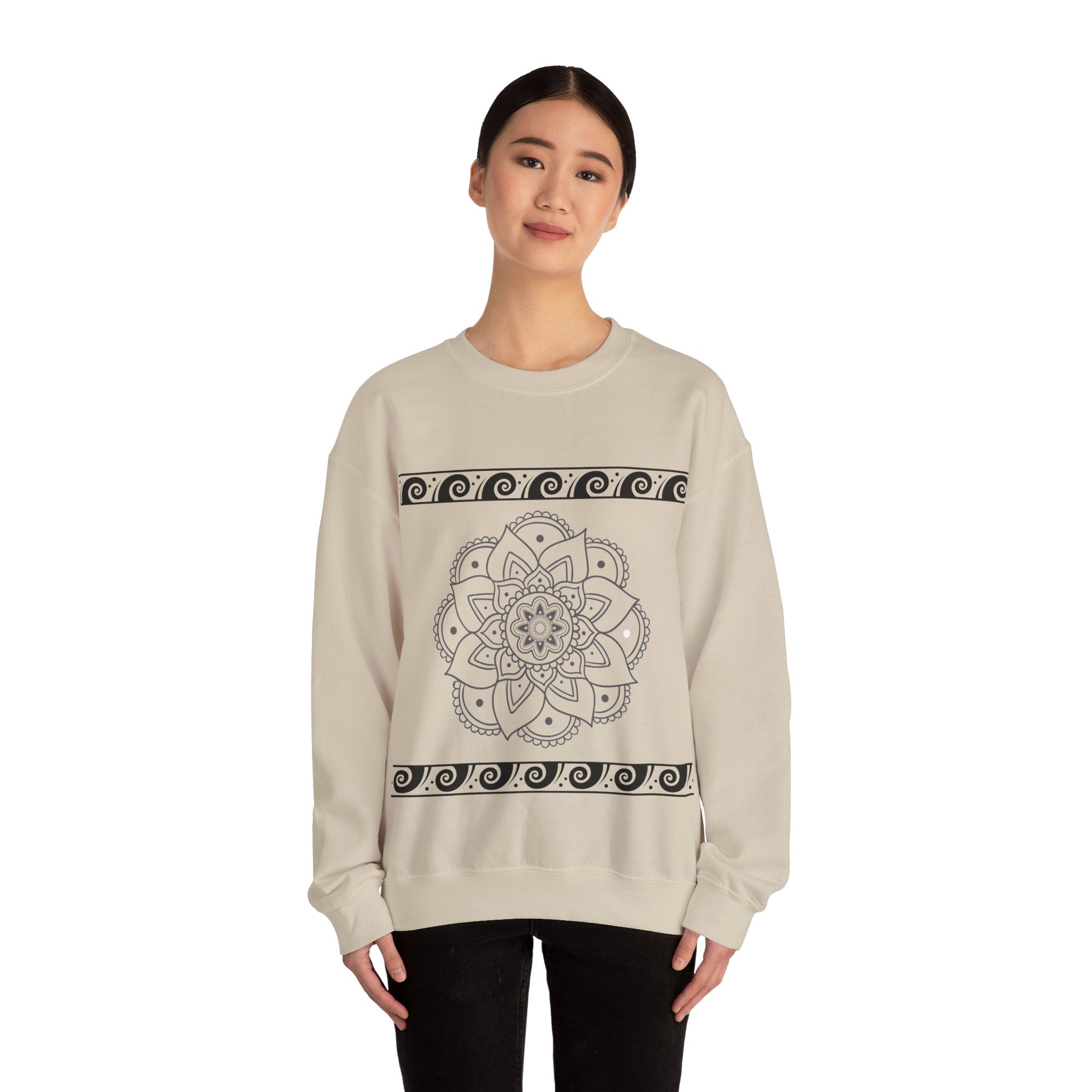 Mandala Design Crewneck Sweatshirt | Cozy Unisex Sweatshirt for Relaxation, Gift for Friends, Everyday Wear, Festival Apparel