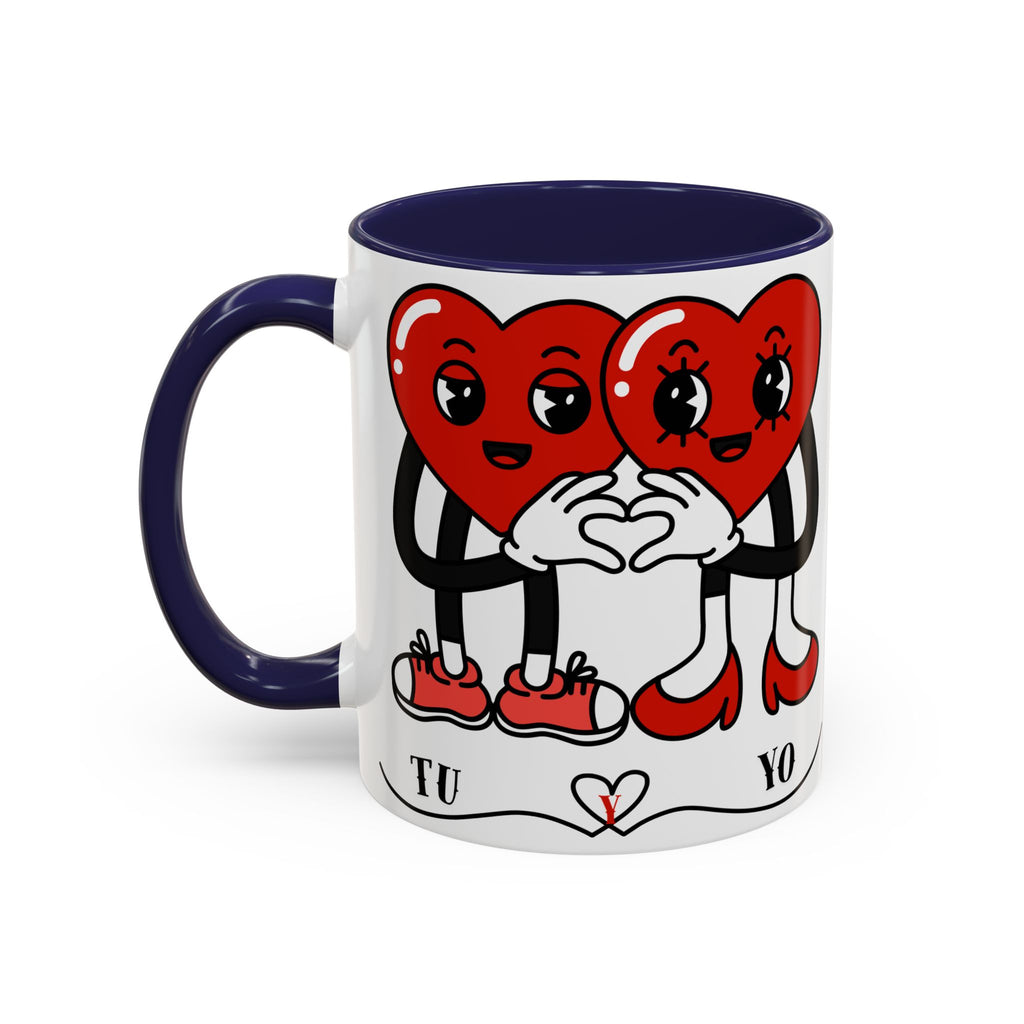 Valentine Heart Couple Coffee Mug – "Tu y Yo" Cute Romantic Accent Mug
