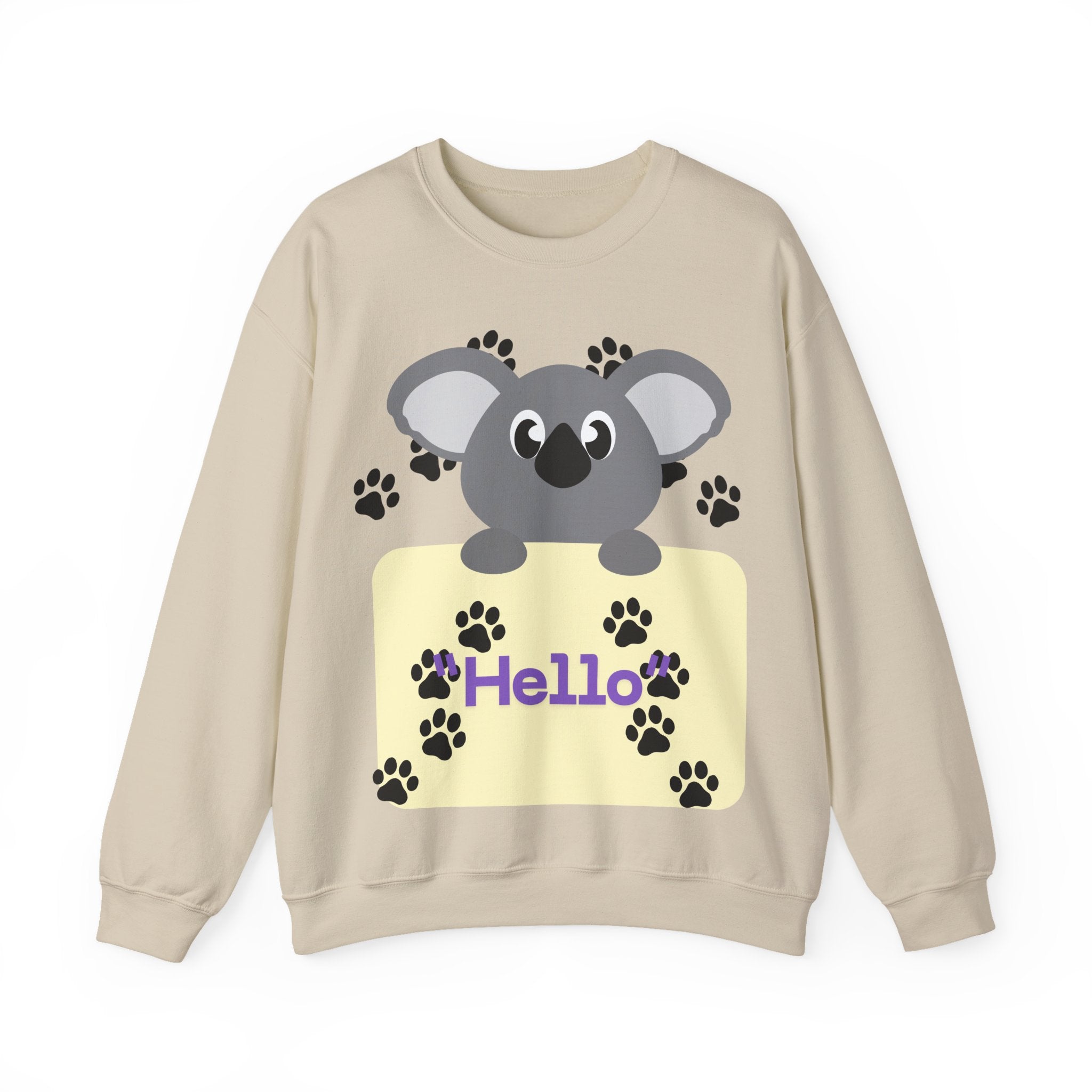 Cute Koala Hello Sweatshirt, Unisex Cozy Crewneck, Pet Lover Gift, Animal Lover Apparel, Fun Casual Wear, Cute Graphic Sweater