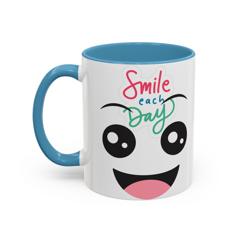 Smile Each Day Coffee Mug — Cute Cartoon Face Accent Mug (11/15oz)