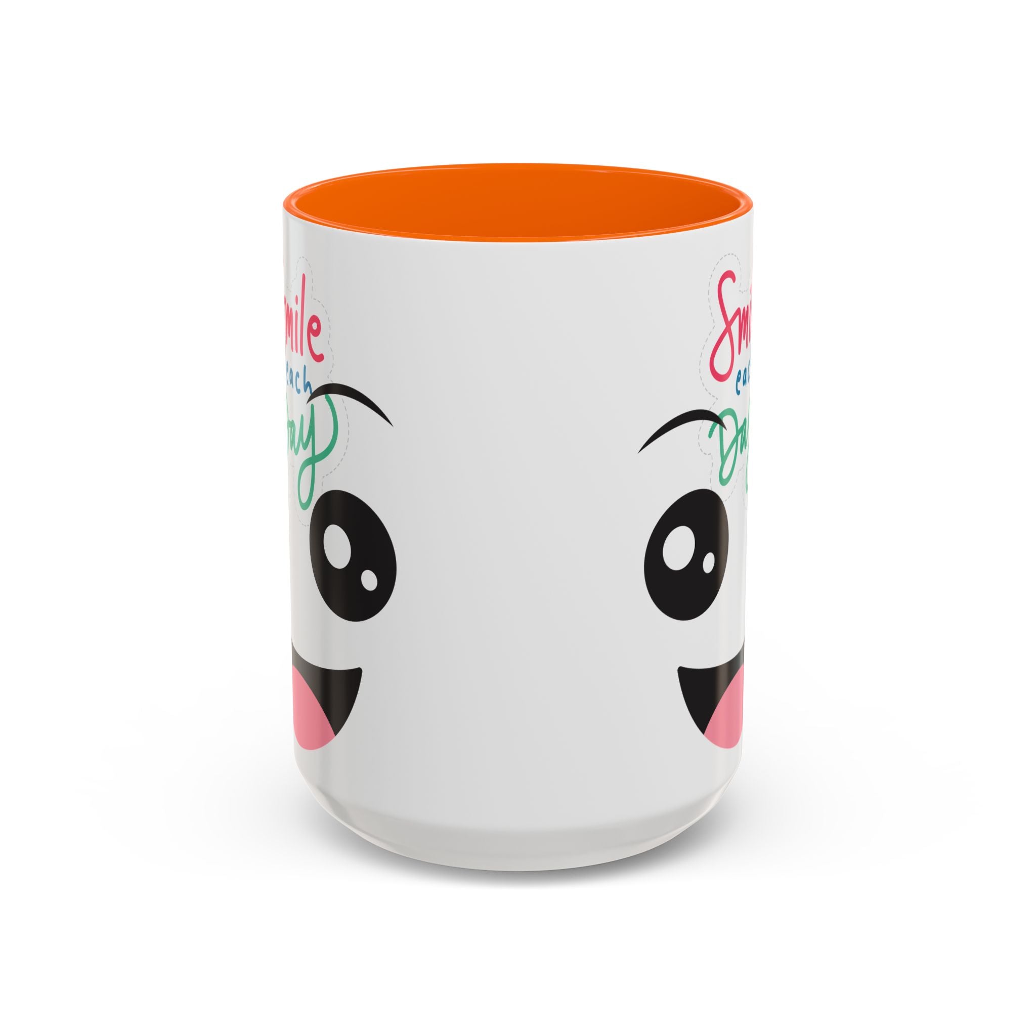 Smile Each Day Coffee Mug — Cute Cartoon Face Accent Mug (11/15oz)