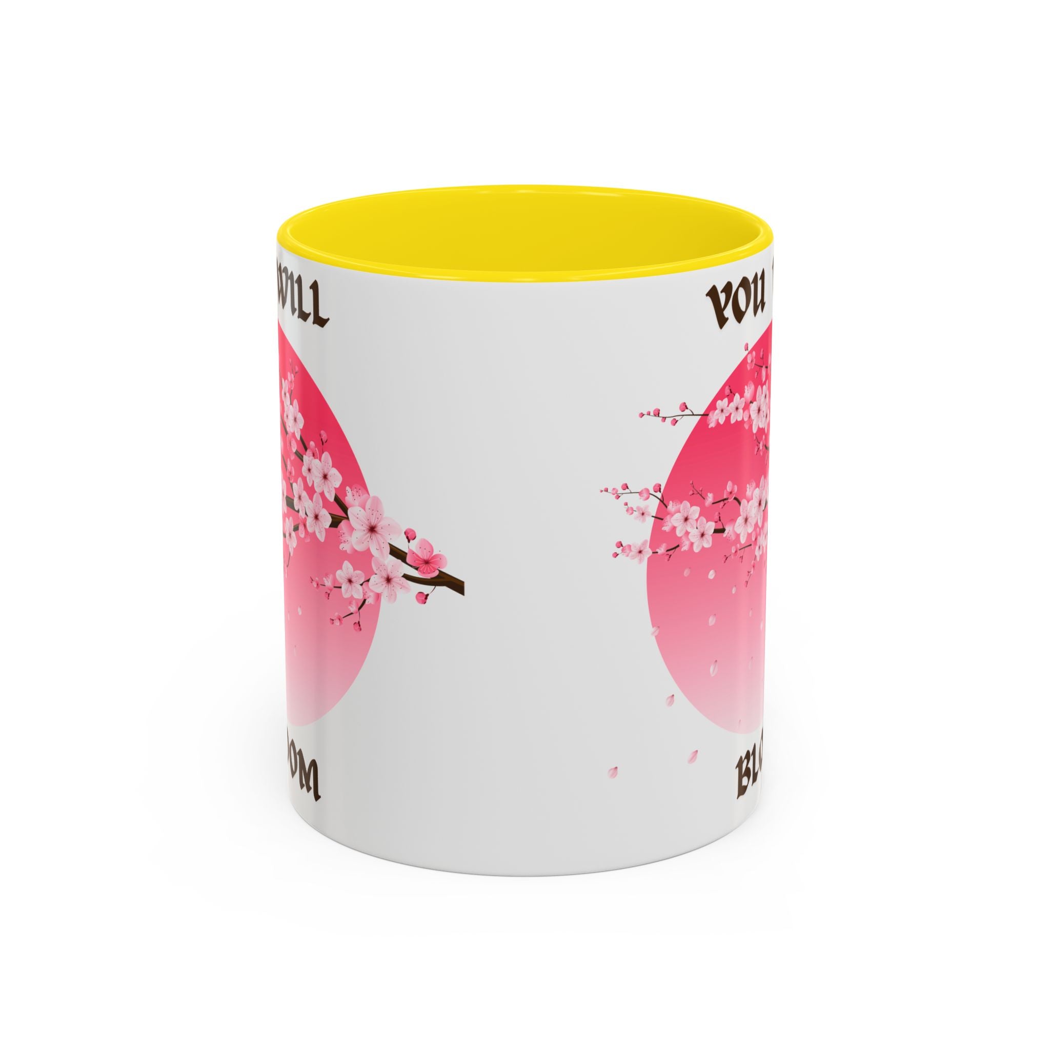 You Will Bloom Accent Coffee Mug — Cherry Blossom Inspirational 11/15oz
