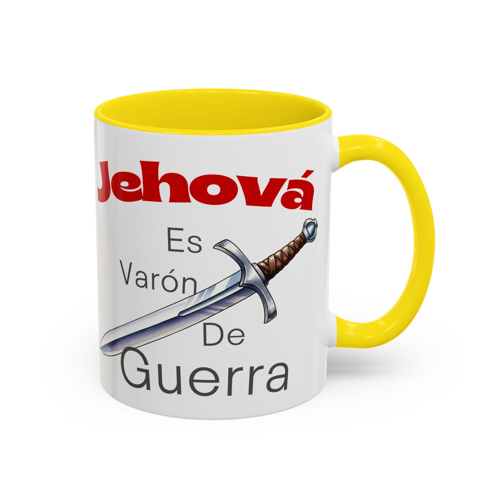 Jehovah Es Varón de Guerra Coffee Mug — Spanish Faith Sword Accent Mug (11/15oz)