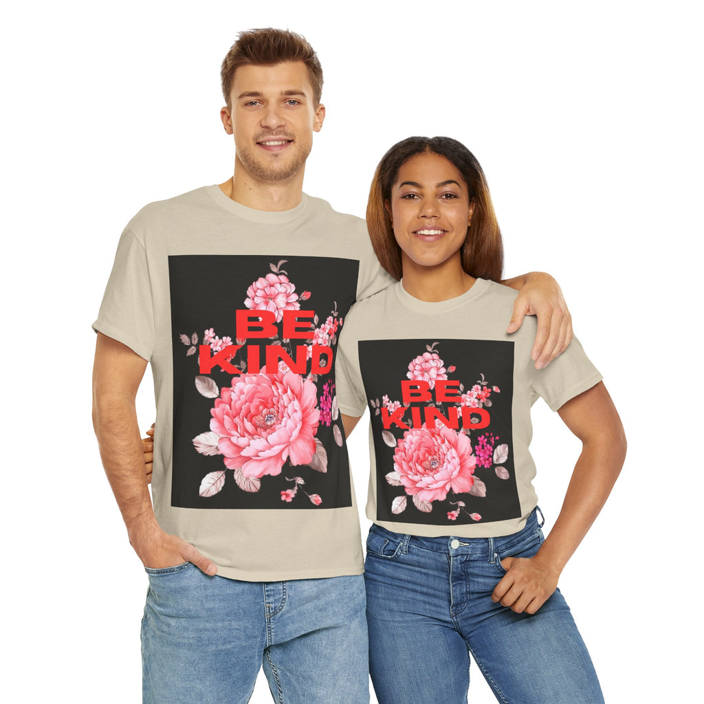 Unisex Heavy Cotton Tee - 'Be Kind' Floral Design, Motivational T-Shirt, Positive Vibes, Gifts for Friends, Casual Wear