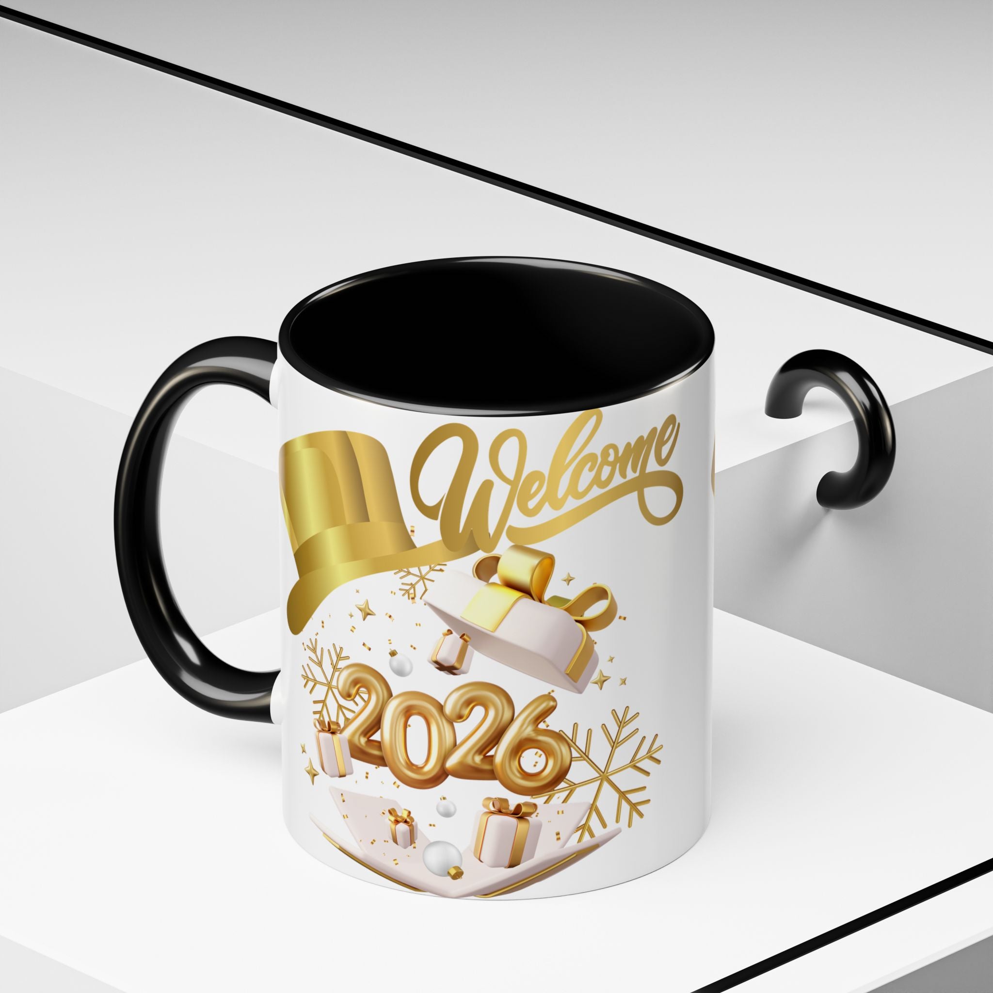 2026 New Year Coffee Mug — "Welcome 2026" Gold Celebration Accent Mug