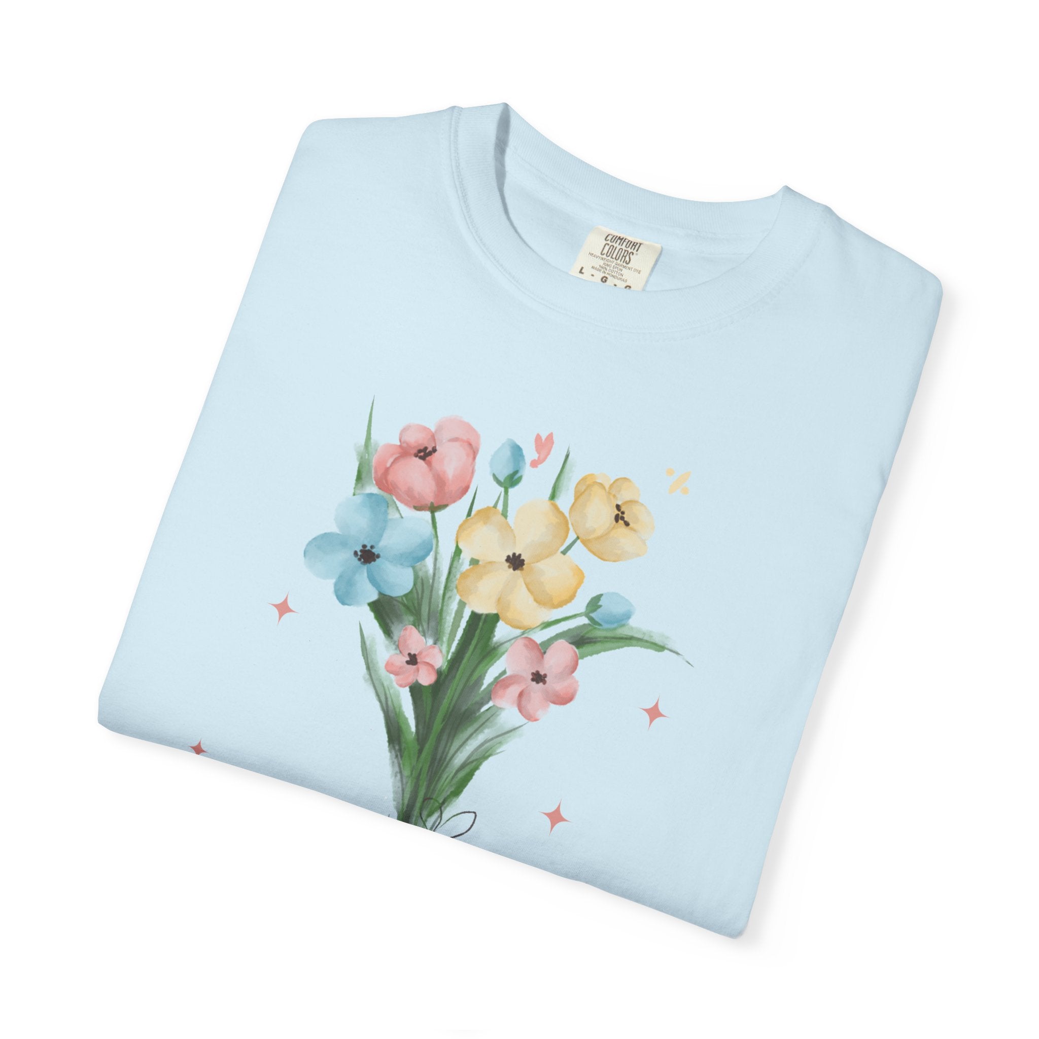 Flower Bouquet Unisex Garment-Dyed T-shirt, Spring Gift, Casual Wear, Floral Tee, Mother's Day Top, Gardening Shirt