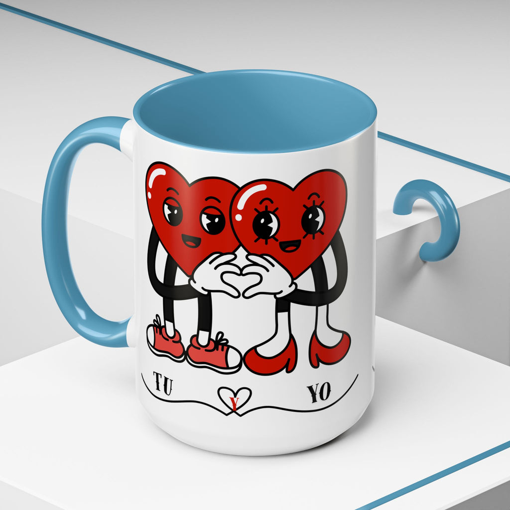Valentine Heart Couple Coffee Mug – "Tu y Yo" Cute Romantic Accent Mug