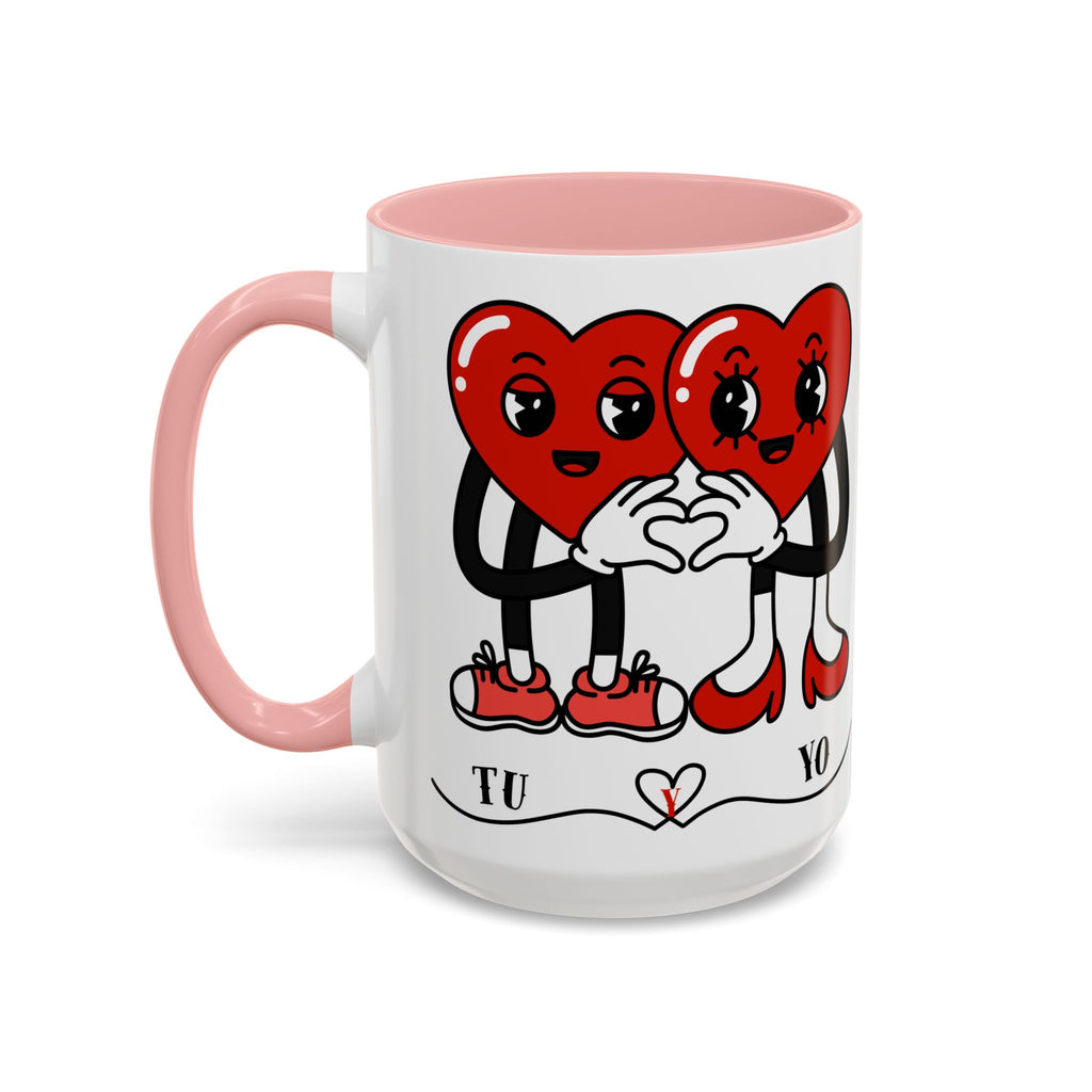 Valentine Heart Couple Coffee Mug – "Tu y Yo" Cute Romantic Accent Mug