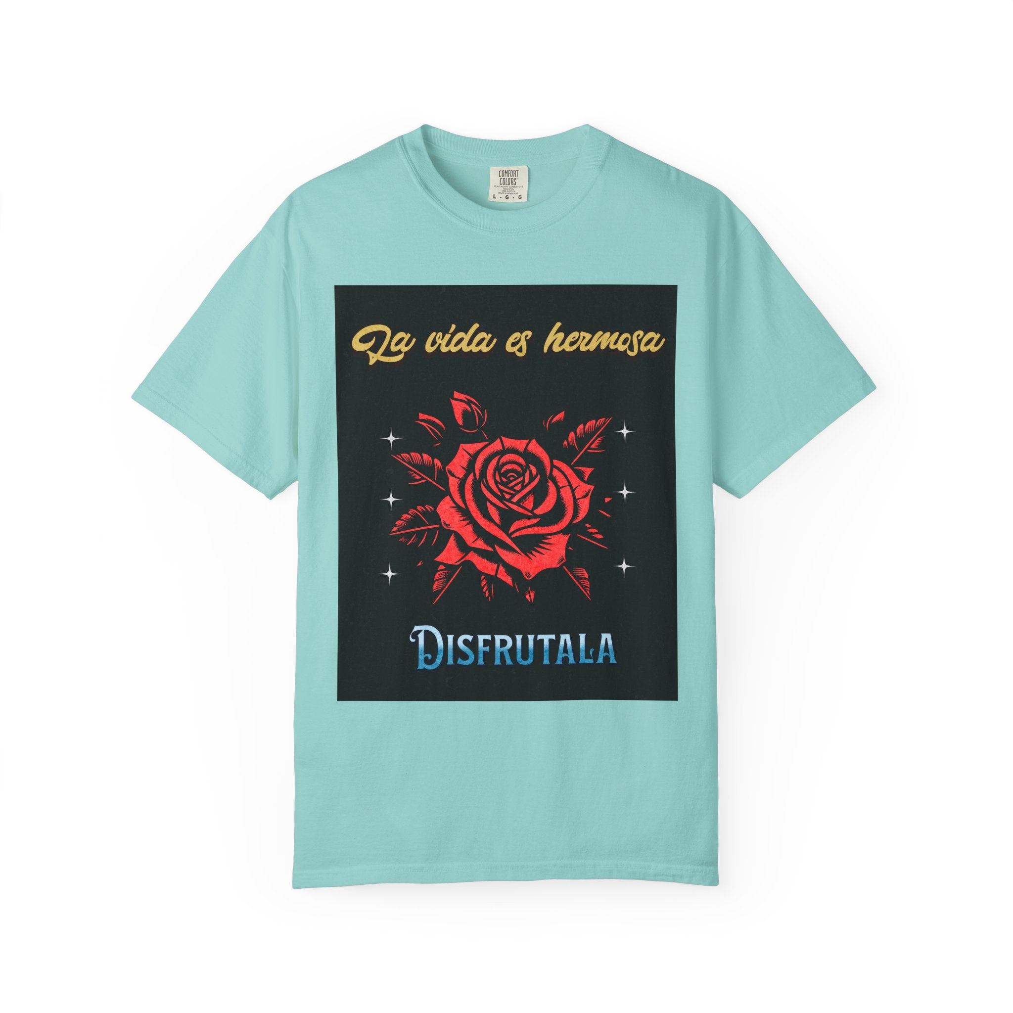 Vibrant Graphic Tee - 'La Vida es Hermosa' Rose Design, Unisex Cotton T-shirt, Gift for Friends, Positive Vibes, Casual Wear, Summer Style