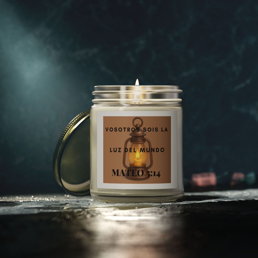 Scented Candle — Coconut Apricot Wax (4oz/9oz) — “Vosotros Sois la Luz del Mundo” Mateo 5:14