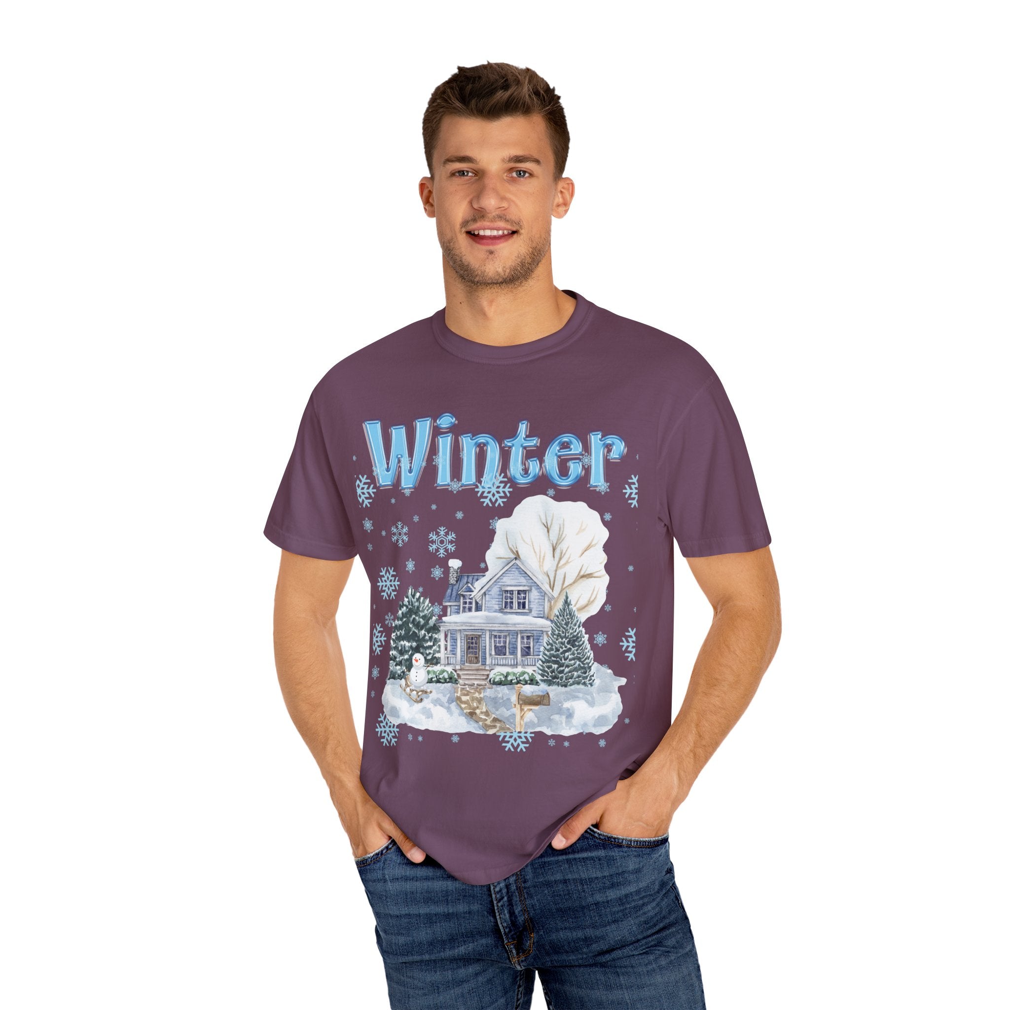 Winter-Themed Unisex Garment-Dyed T-shirt