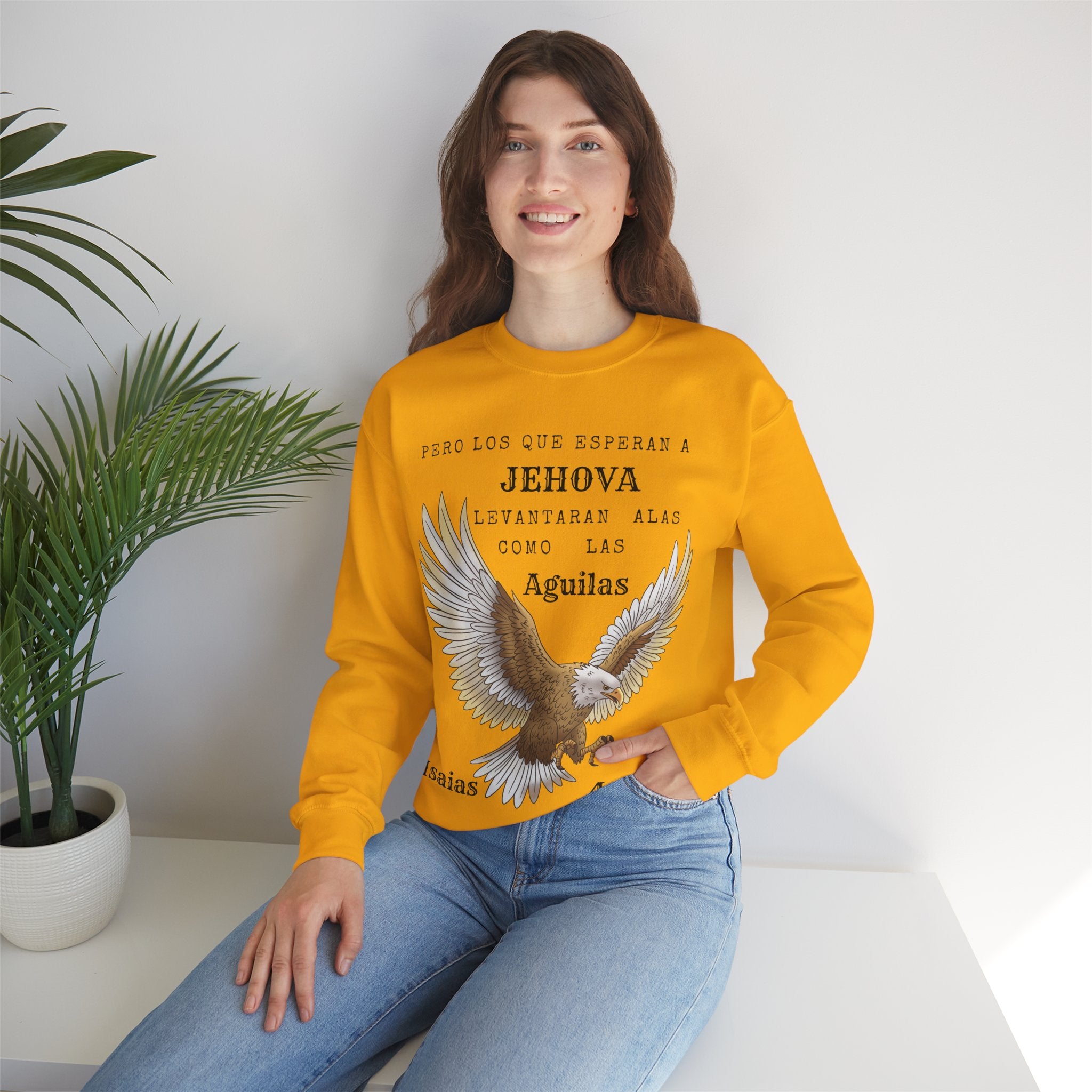 Isaías 40:31 Eagle Sweatshirt — "Pero los que esperan a Jehová" Spanish Christian Crewneck
