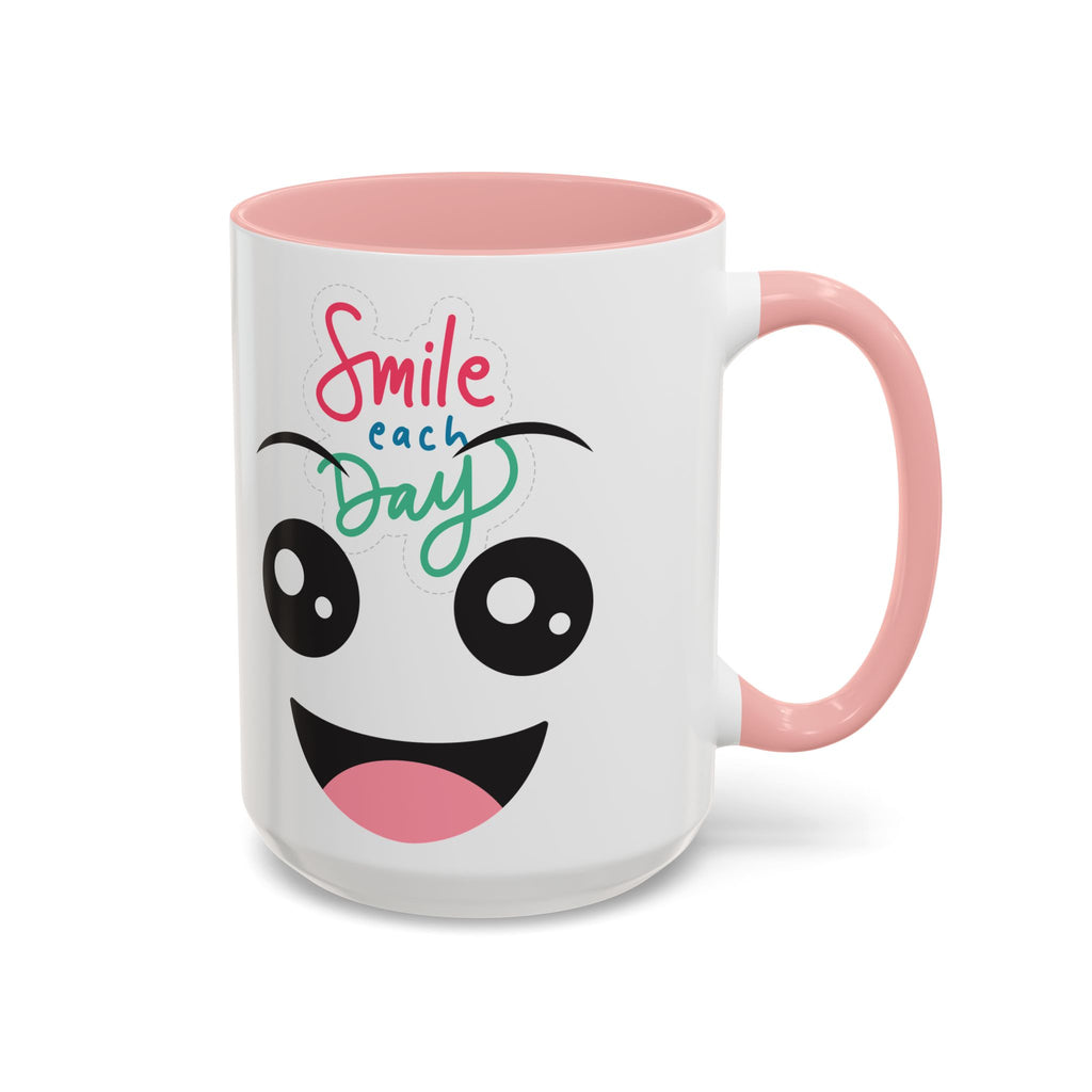Smile Each Day Coffee Mug — Cute Cartoon Face Accent Mug (11/15oz)