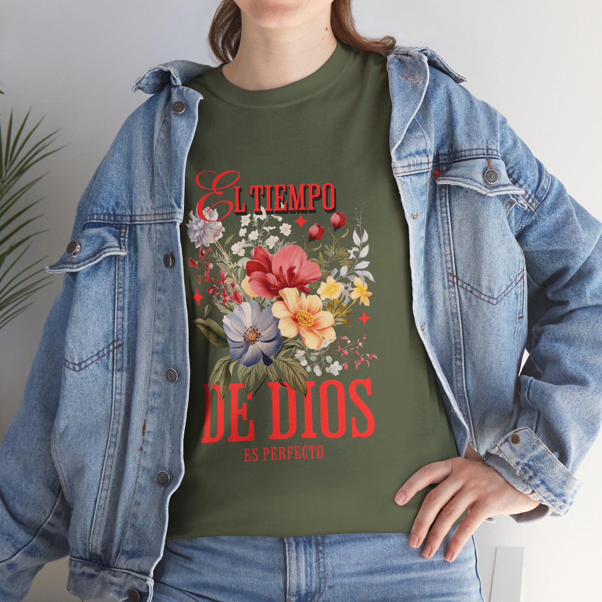 Floral Quote Tee, Unisex Heavy Cotton Tee for Faith and Inspiration, Cute T-Shirt for Spring, Inspirational Gift for Friends, [...]