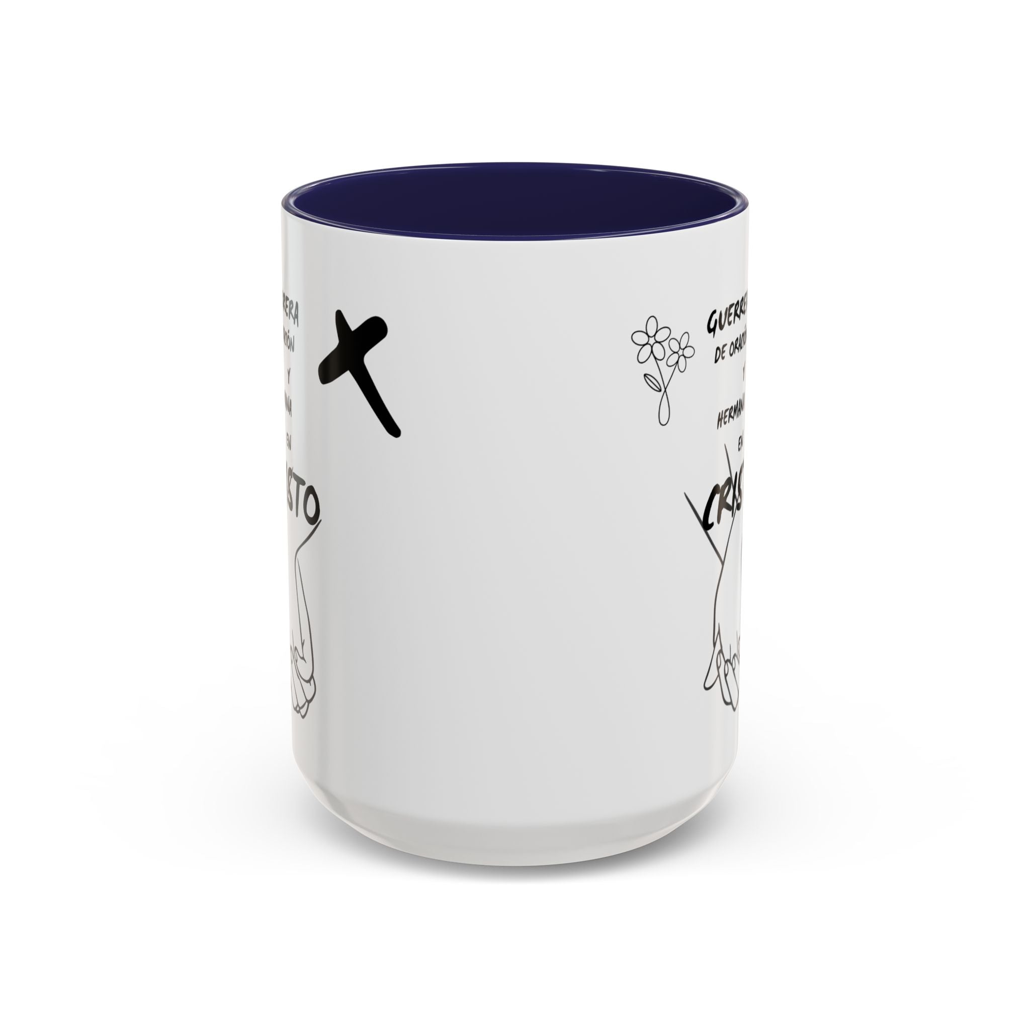 Christian Prayer Warrior Mug — "Guerrera de Oración y Hermana en Cristo" Accent Coffee Cup (11/15oz)