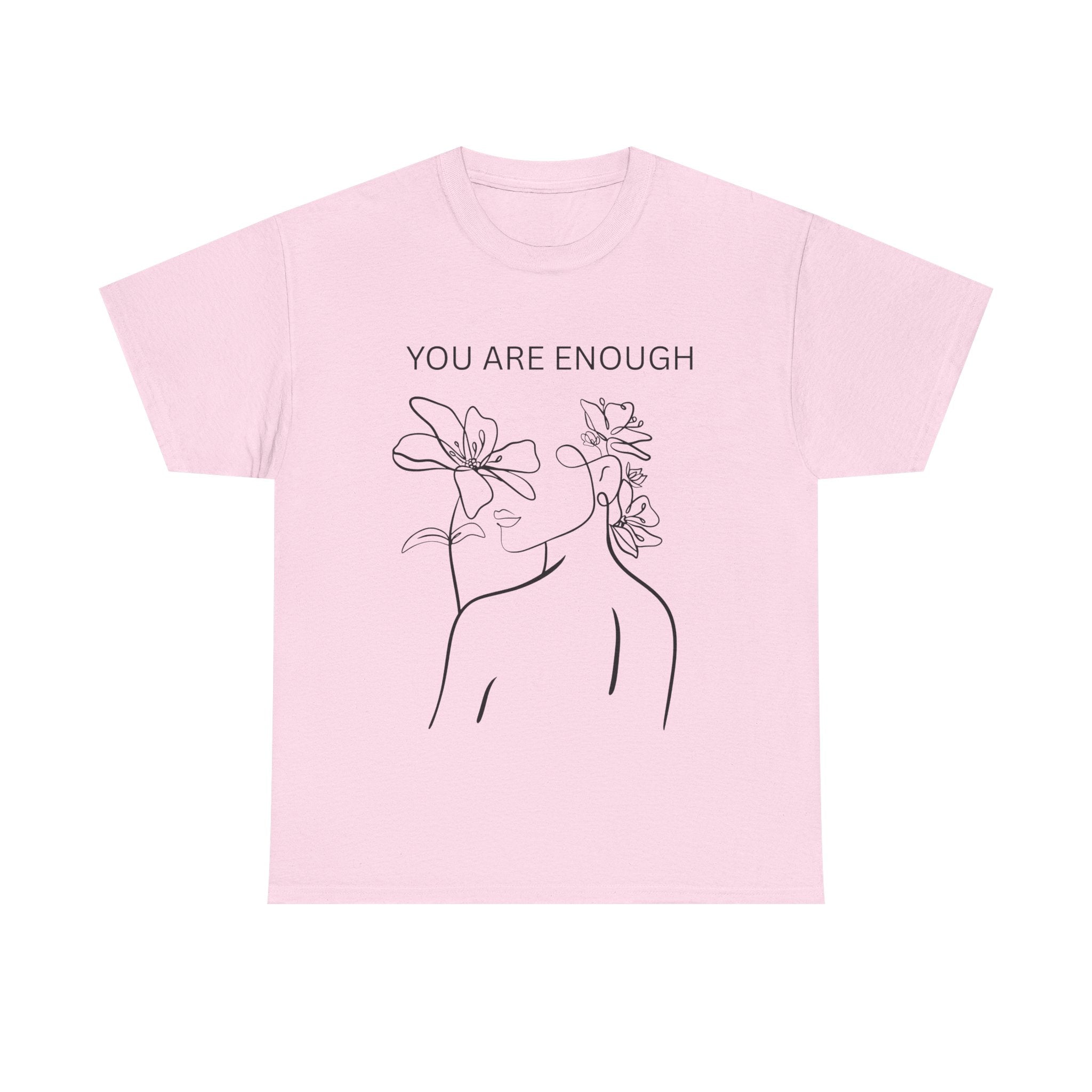 Inspirational Floral Tee, Unisex Heavy Cotton T-Shirt with 'You Are Enough' Design, Motivational Gift, Self-Love Apparel, Positive [...]