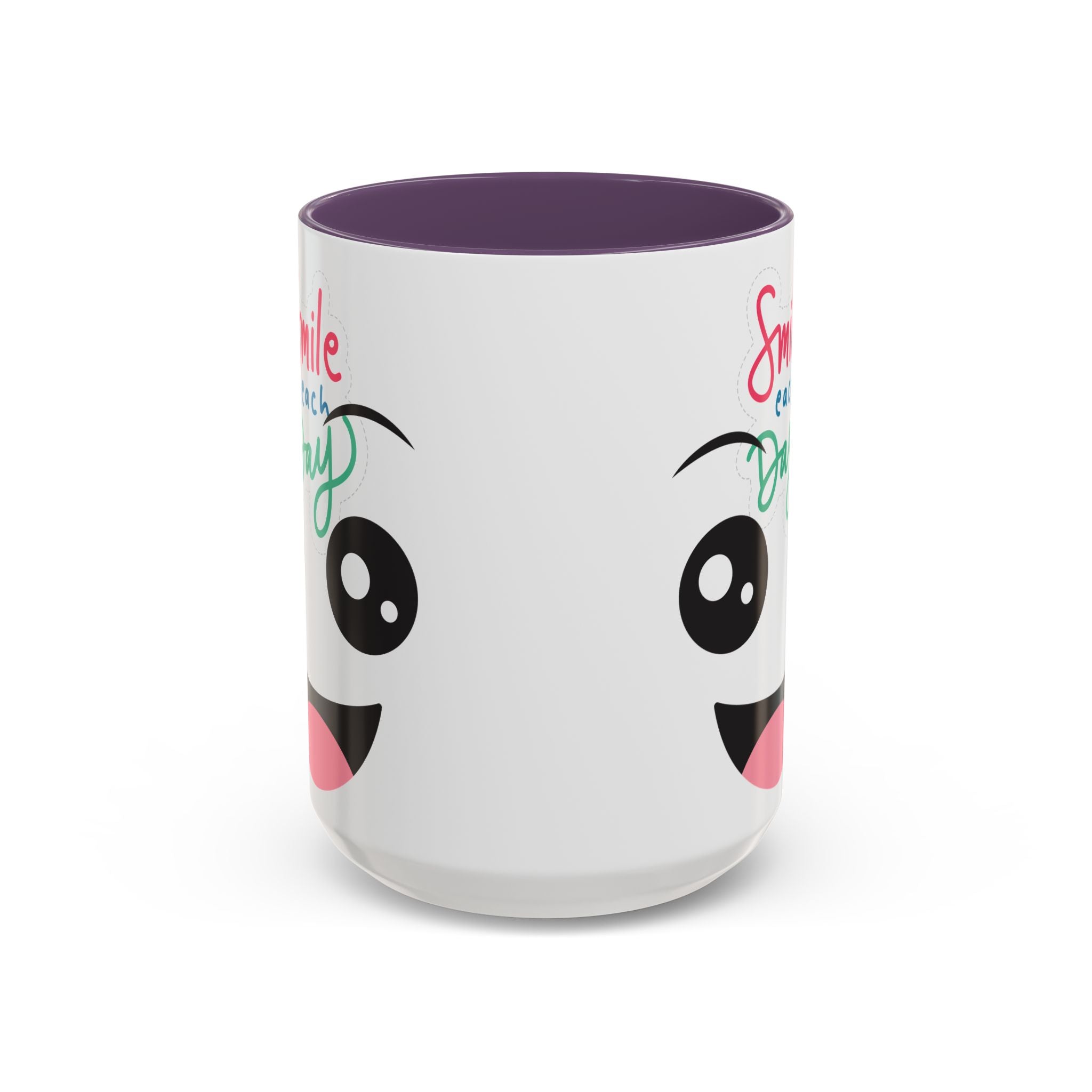 Smile Each Day Coffee Mug — Cute Cartoon Face Accent Mug (11/15oz)
