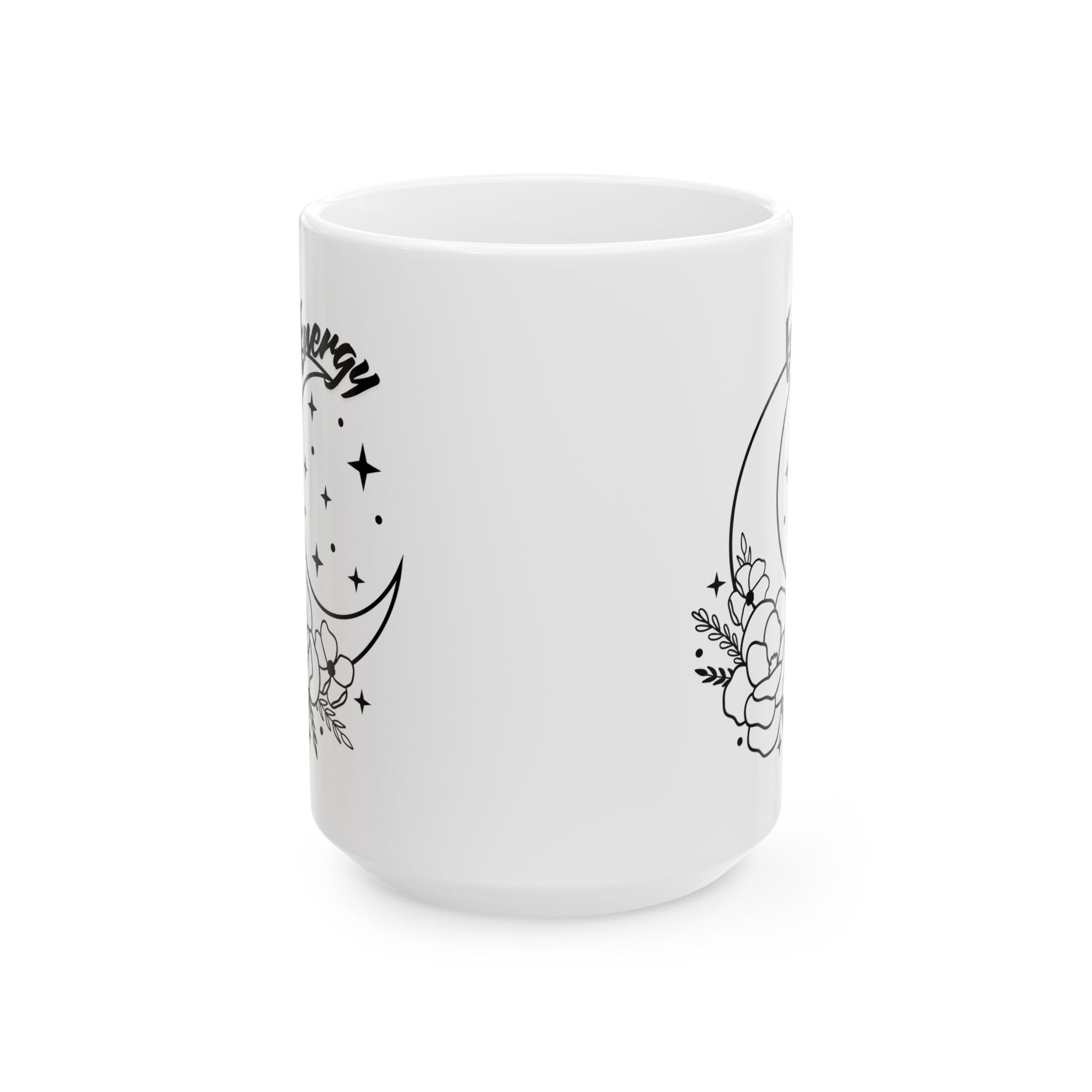 Moon Phase Floral Ceramic Mug | Empowering Gift for Coffee Lovers, Flower Lover's Mug, Astrology Coffee Cup, Celestial Drinkware