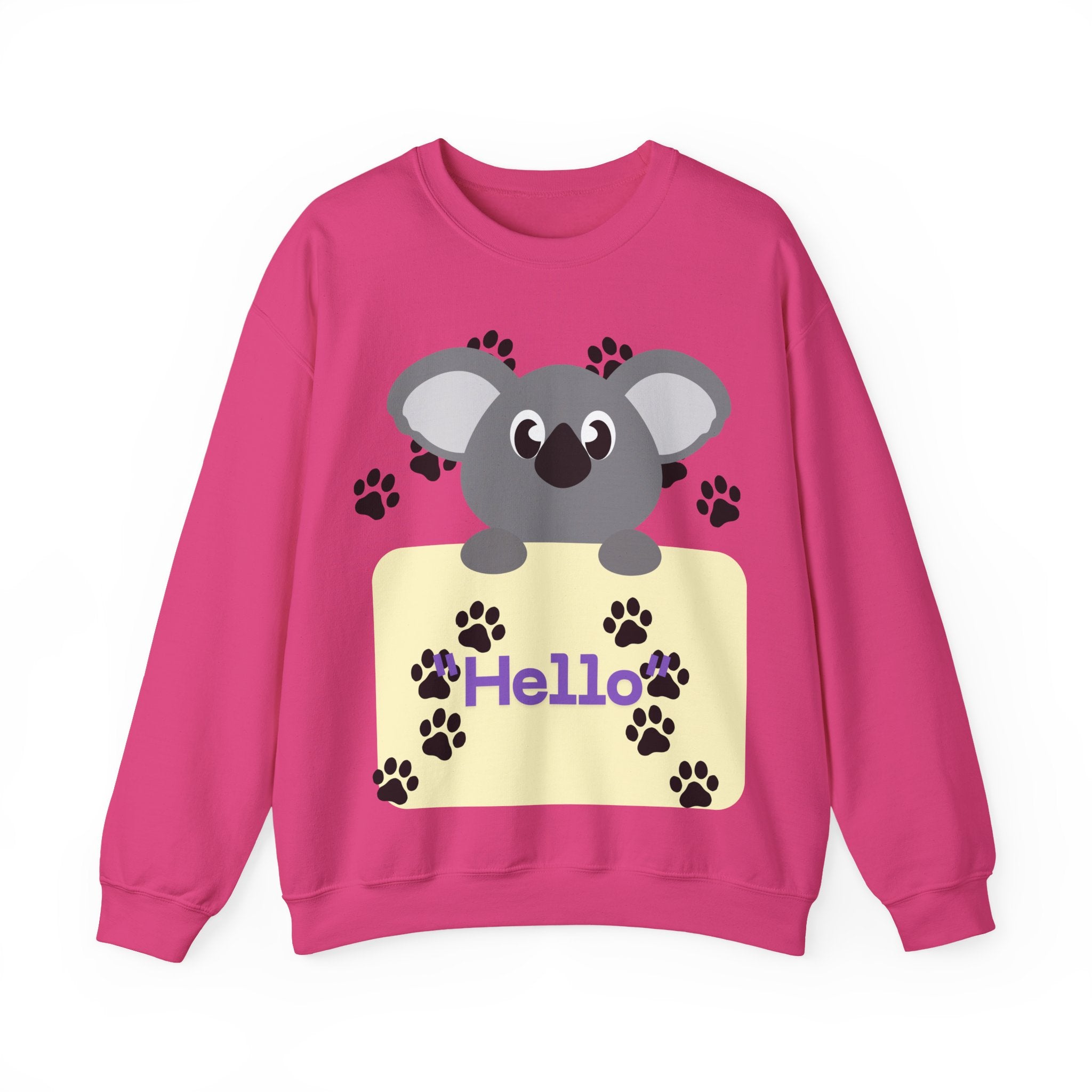 Cute Koala Hello Sweatshirt, Unisex Cozy Crewneck, Pet Lover Gift, Animal Lover Apparel, Fun Casual Wear, Cute Graphic Sweater