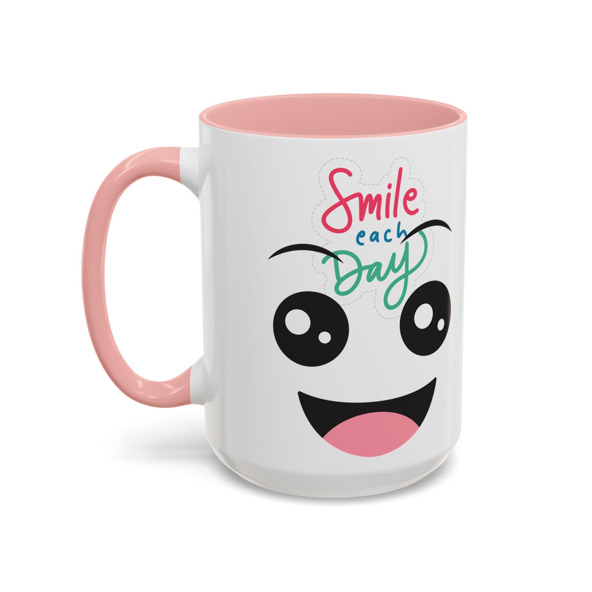 Smile Each Day Coffee Mug — Cute Cartoon Face Accent Mug (11/15oz)