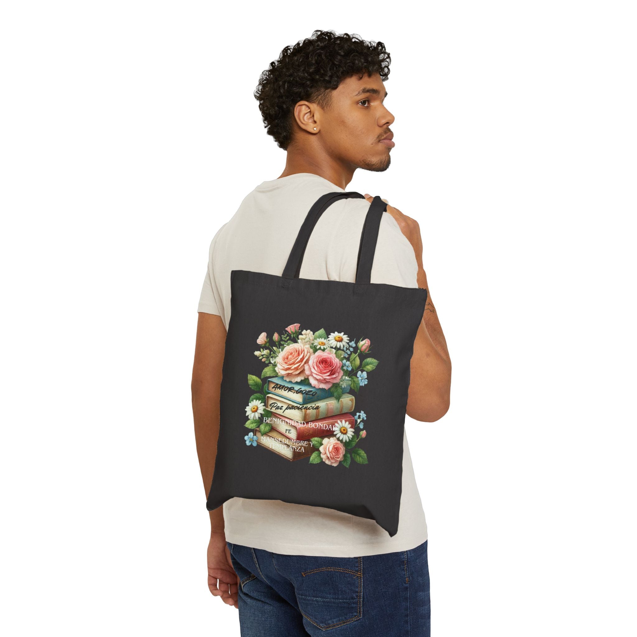 Vintage Floral Book Tote Bag, Eco-Friendly Cotton Shopper, Cute Library Bag, Gift for Book Lovers, Spring Floral Tote
