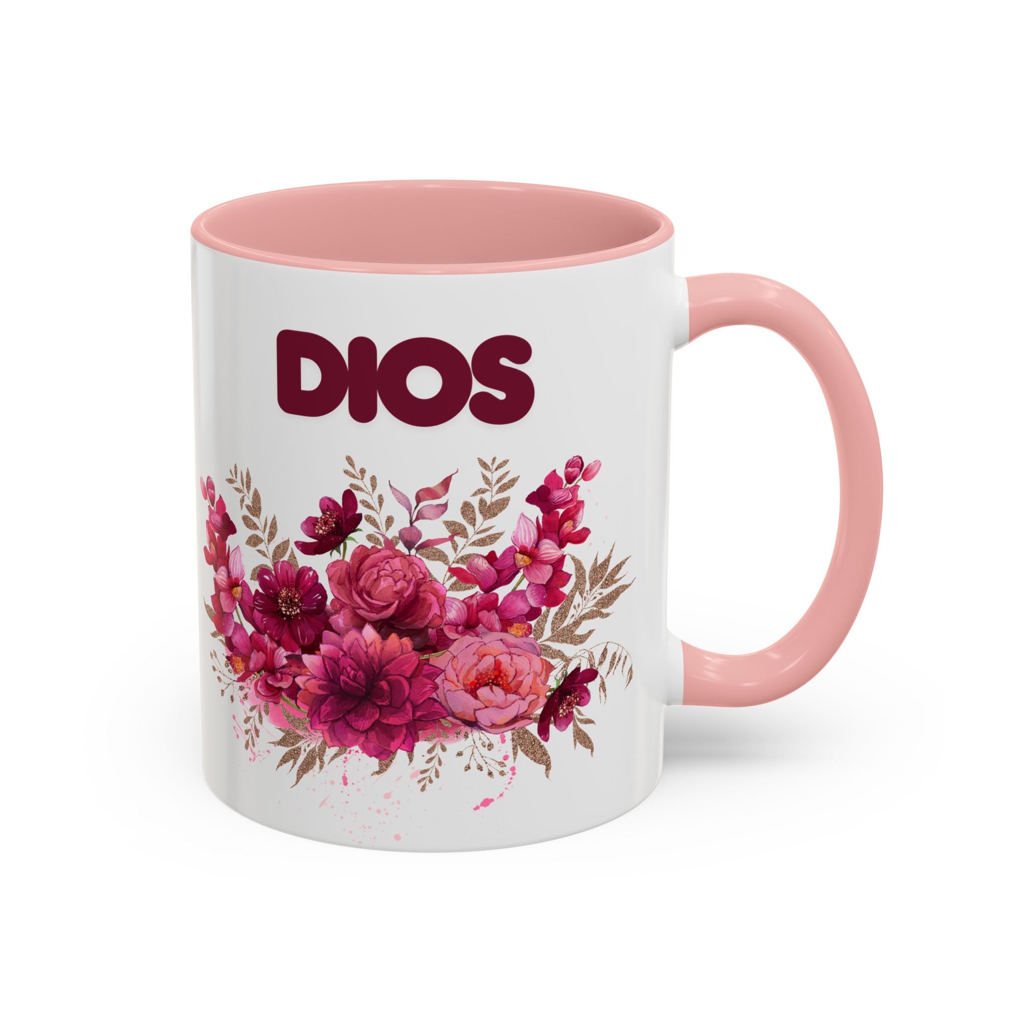 Dios Floral Accent Coffee Mug — 11/15oz Inspirational Christian Tea Cup