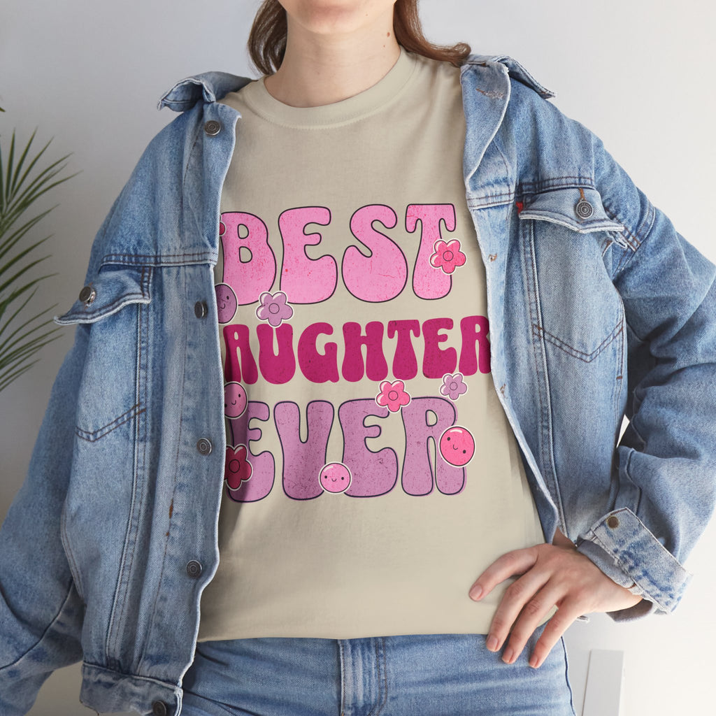 Best Daughter Ever T-Shirt — Cute Pink Retro Typography Tee for Daughters, Mother's Day Gift