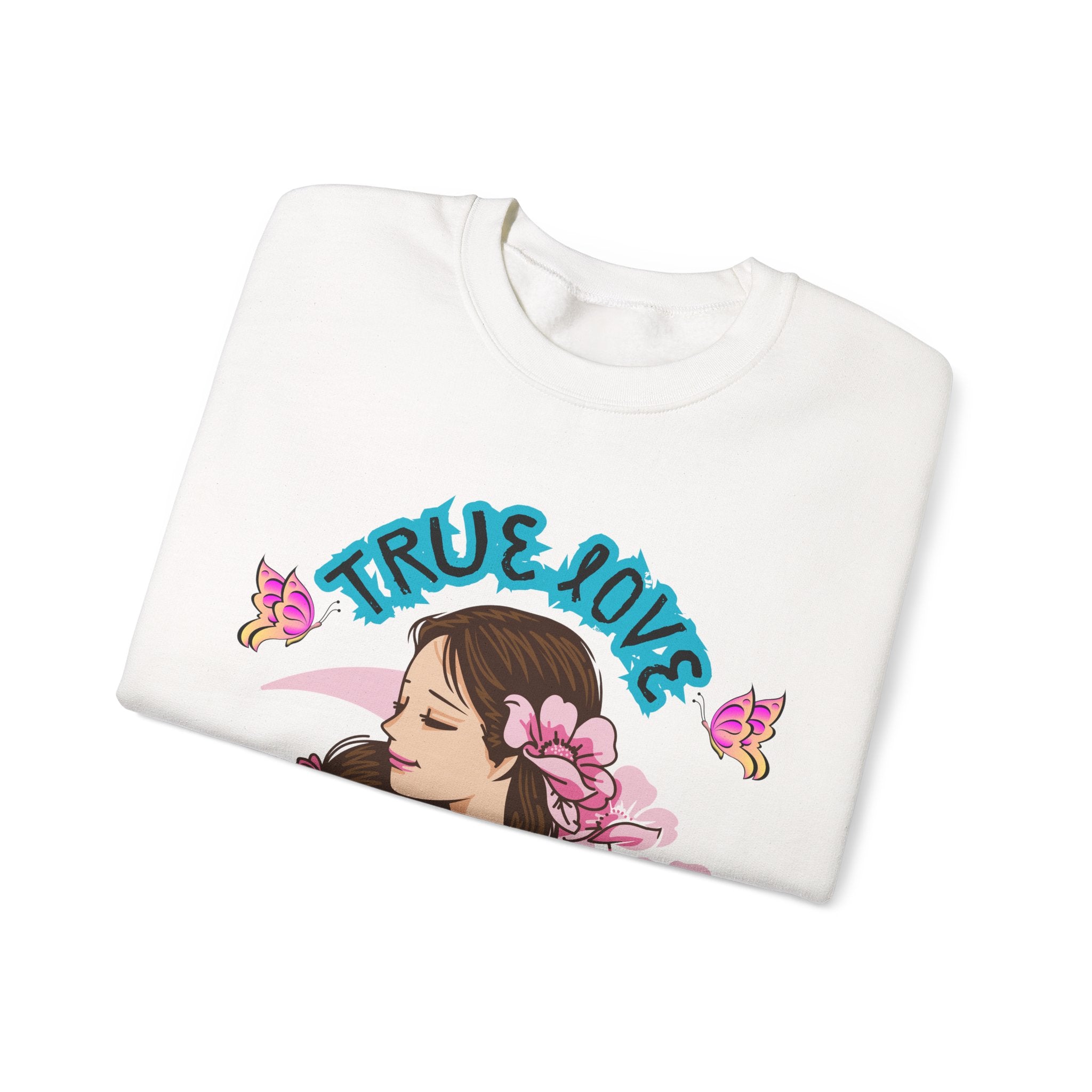 True Love Crewneck Sweatshirt | Family Gift, Mother's Day Apparel, Cozy Sweatshirt, Comfort Wear, Floral Design