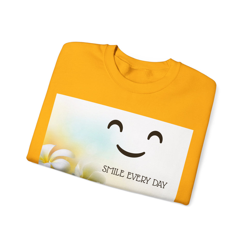 Smile Every Day Crewneck Sweatshirt — Floral Plumeria Happy Face Graphic