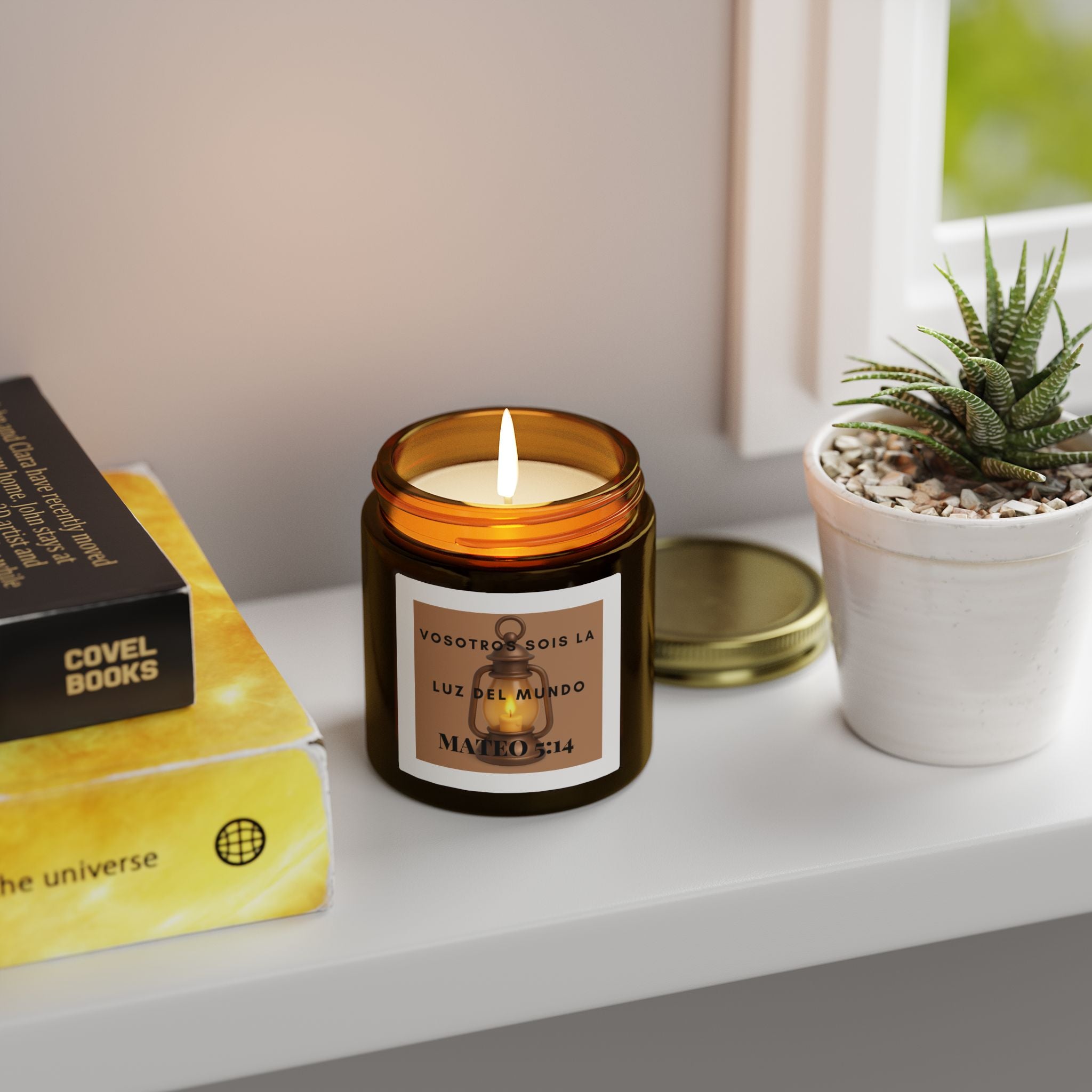 Scented Candle — Coconut Apricot Wax (4oz/9oz) — “Vosotros Sois la Luz del Mundo” Mateo 5:14