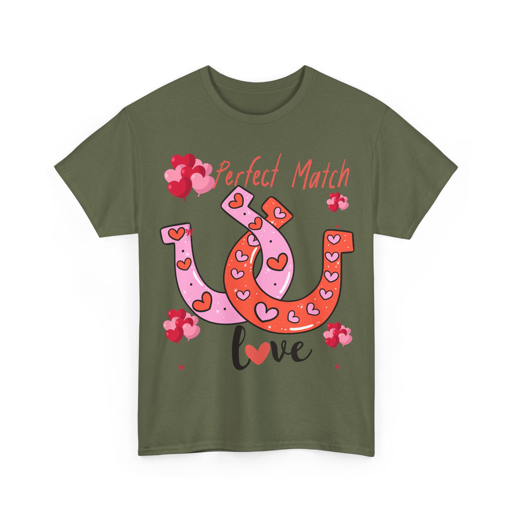 Perfect Match Love T-Shirt — Cute Horseshoe Valentine Tee