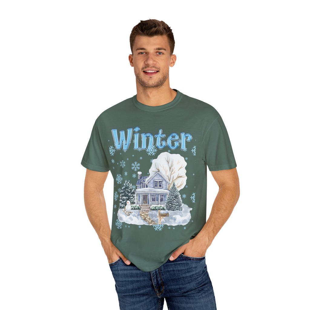 Winter-Themed Unisex Garment-Dyed T-shirt