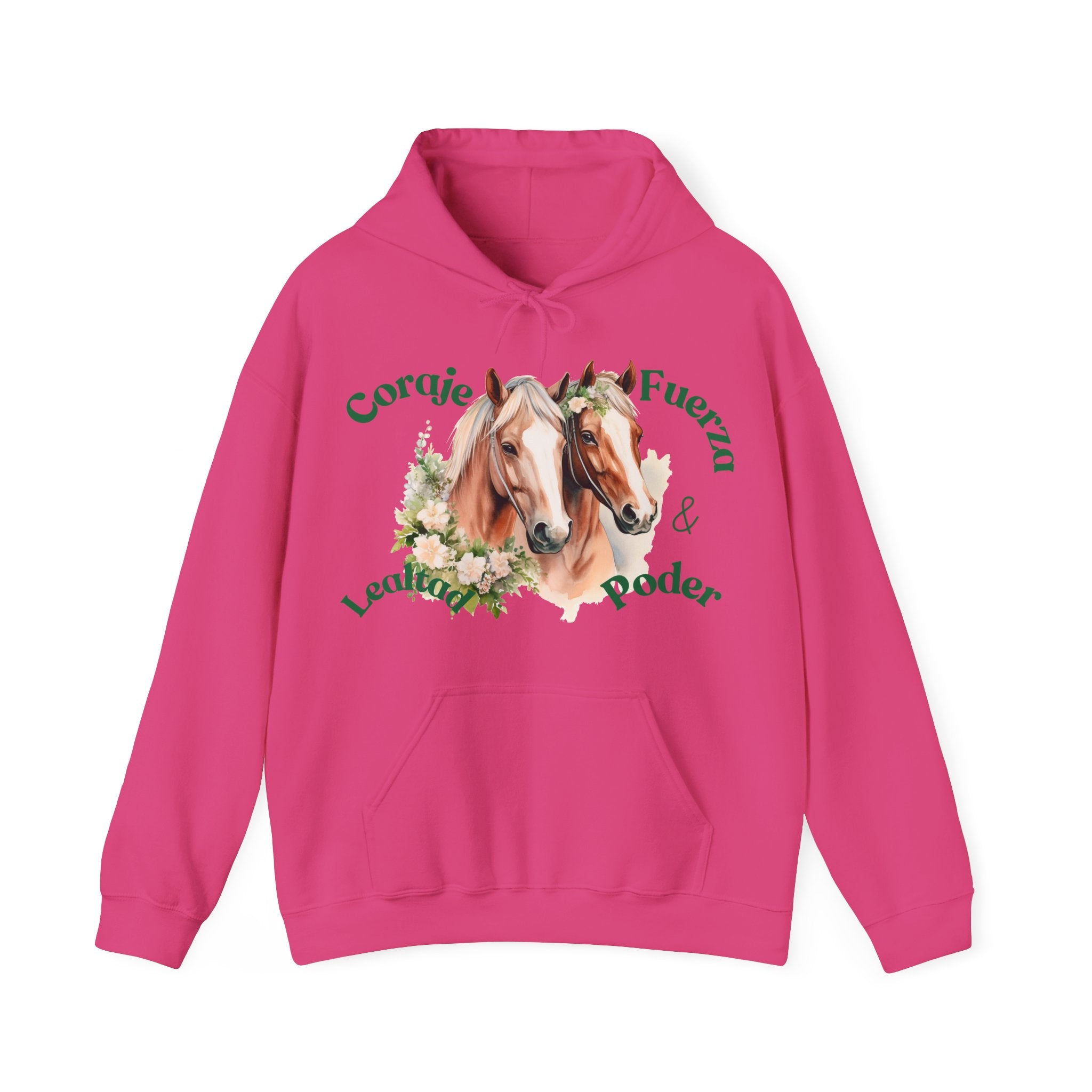 Equine Spirit Hooded Sweatshirt - Courage, Strength, Love, Gift for Horse Lovers, Cozy Wear, Equestrian Apparel, Motivational Sweatshirt