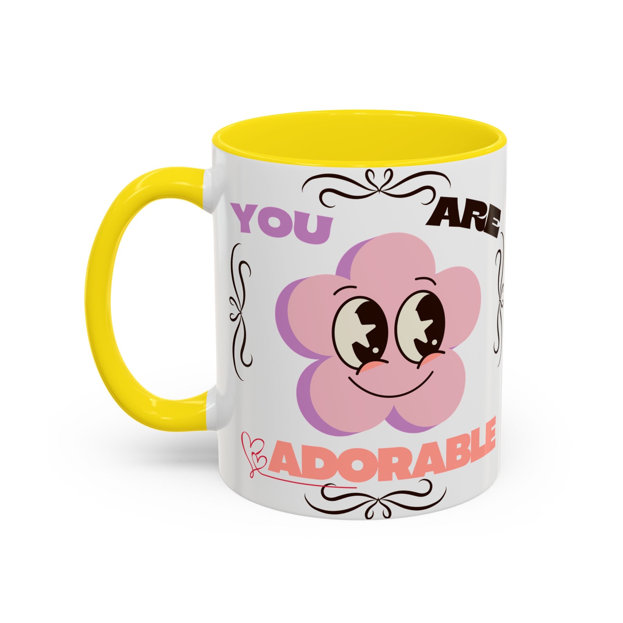 You Are Adorable Coffee Mug — Cute Pink Flower Accent Mug (11/15oz)