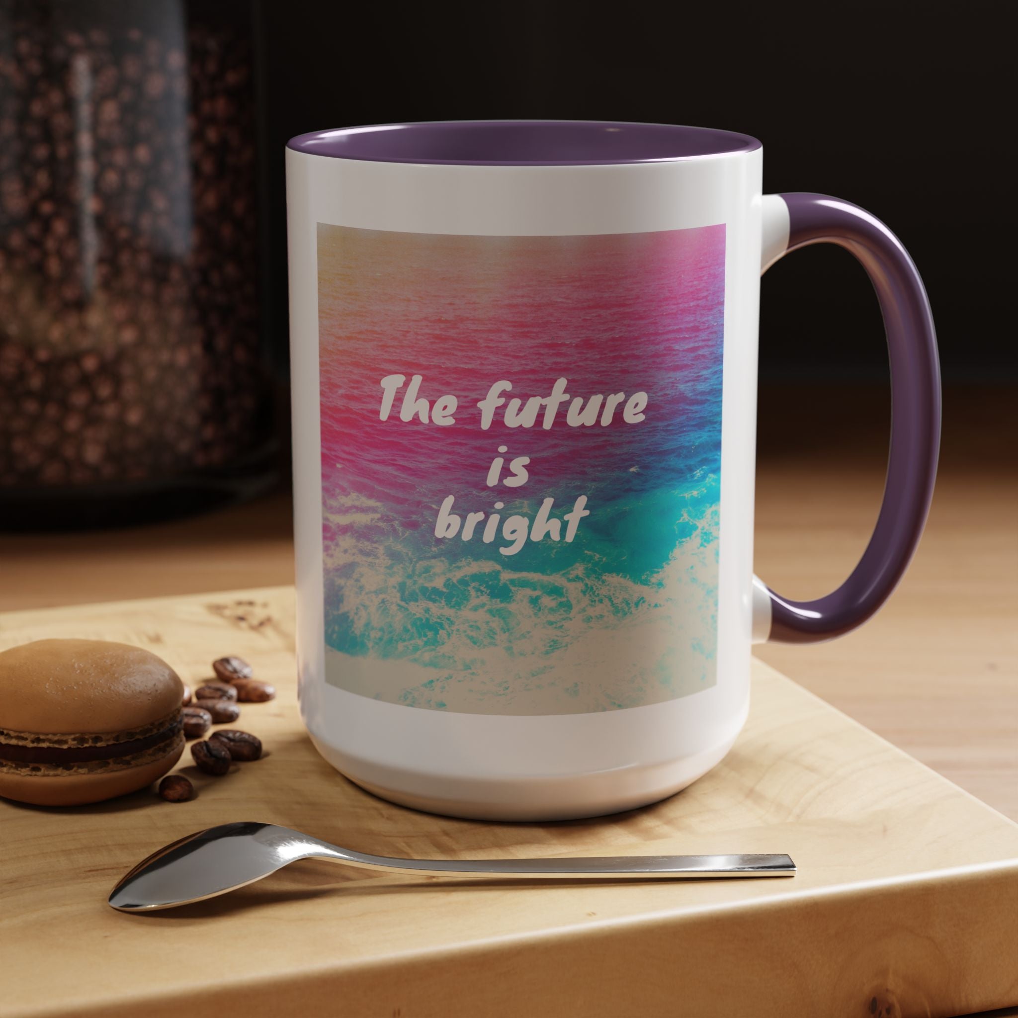 Ocean Background Future Is Bright Accent Coffee Mug (11, 15oz)