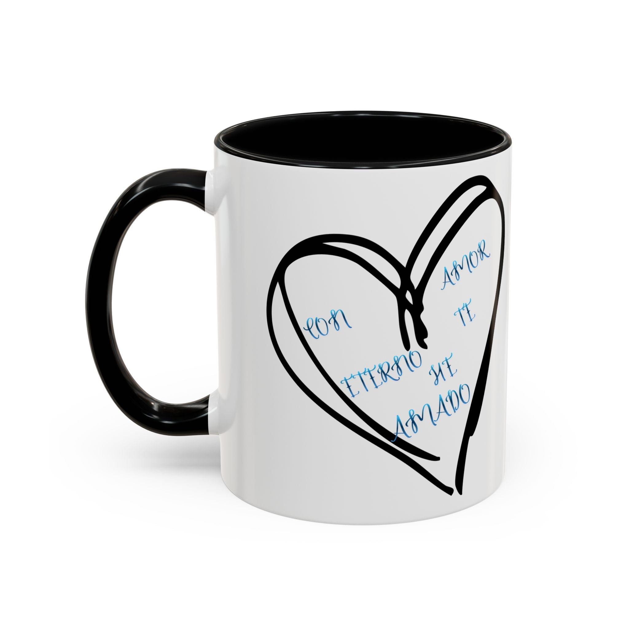 Coffee Mug - Hand-Drawn Heart with Spanish 'Por Amor Te He Amado' Accent