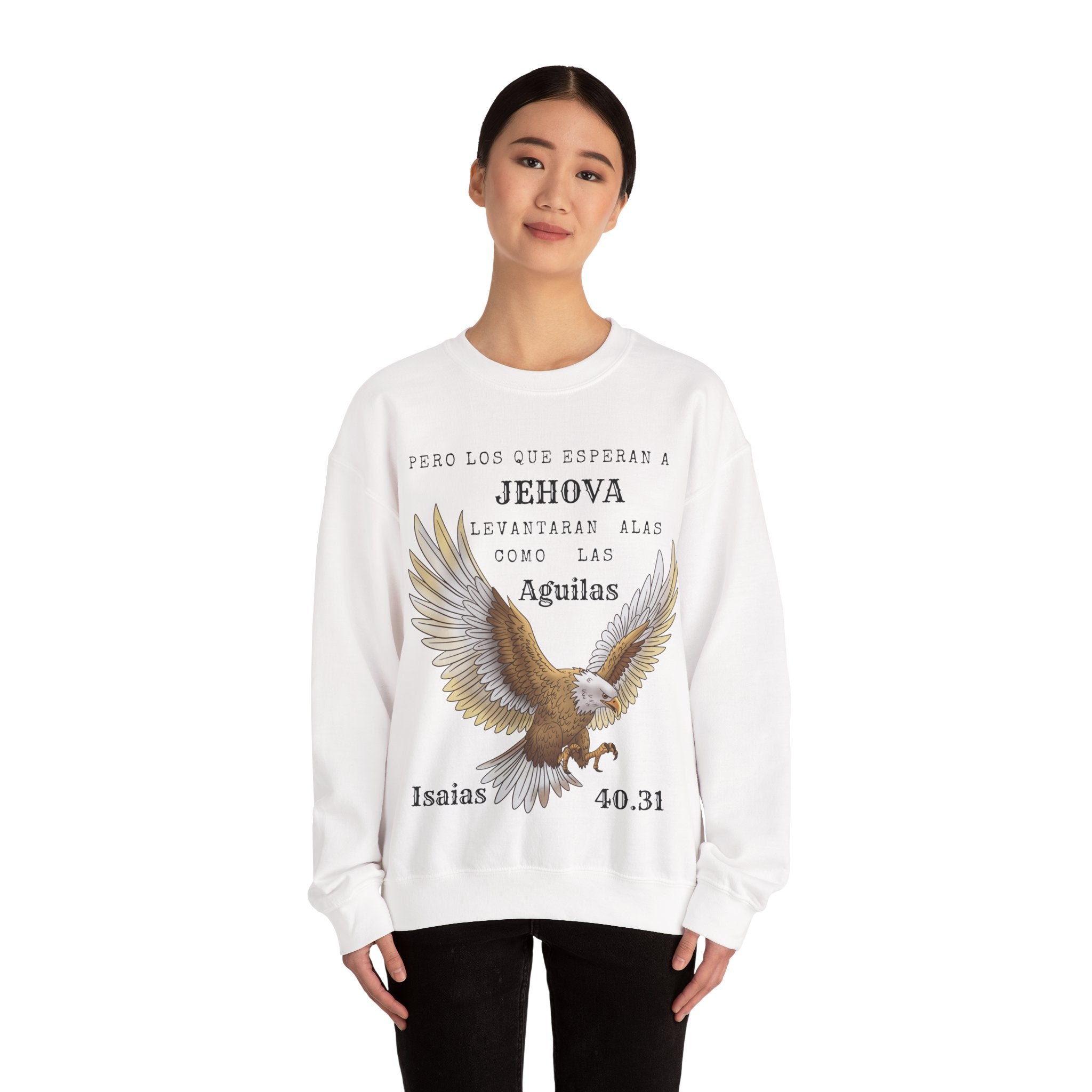 Isaías 40:31 Eagle Sweatshirt — "Pero los que esperan a Jehová" Spanish Christian Crewneck