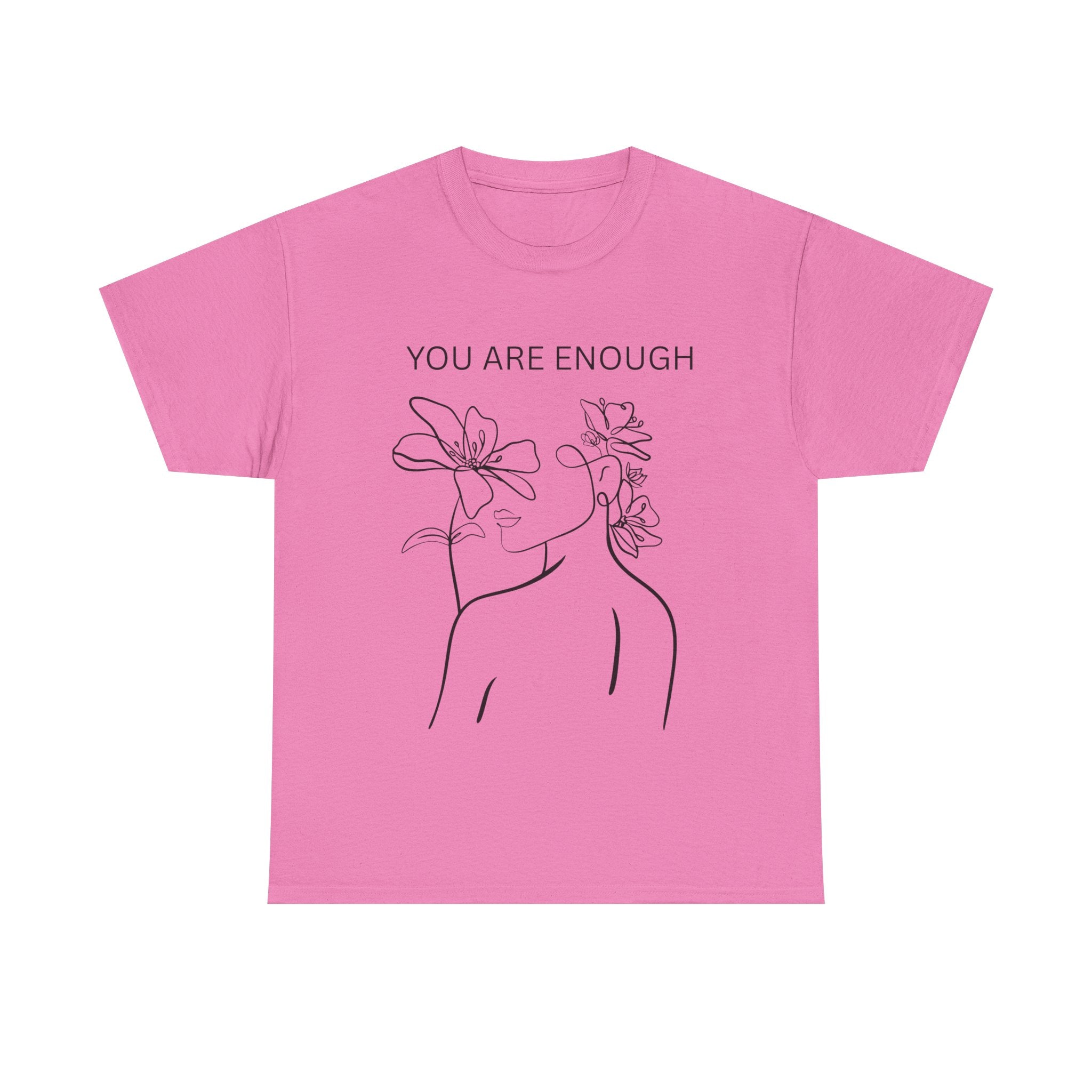 Inspirational Floral Tee, Unisex Heavy Cotton T-Shirt with 'You Are Enough' Design, Motivational Gift, Self-Love Apparel, Positive [...]