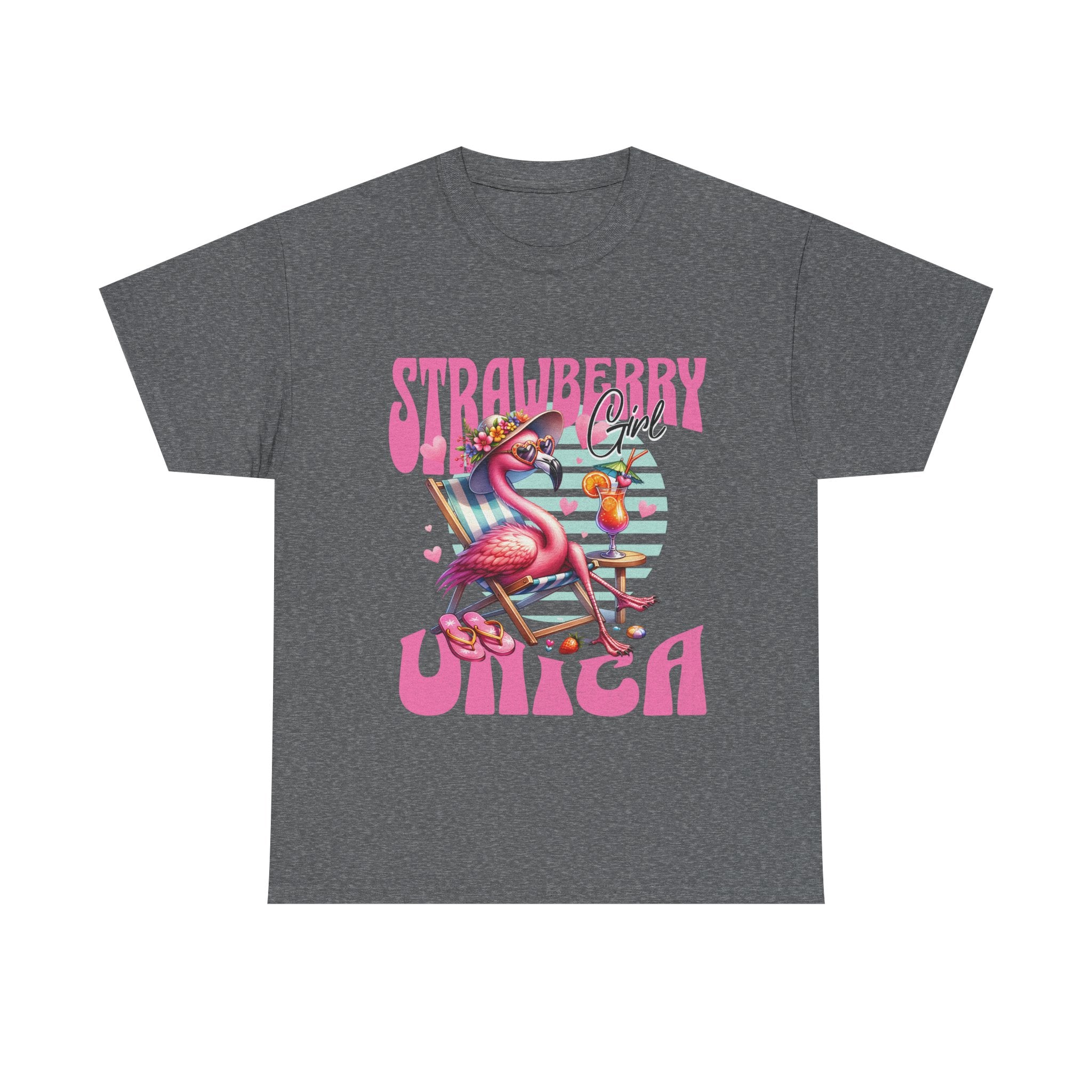 Strawberry Girl Unisex Heavy Cotton Tee - Summer Vibes T-Shirt
