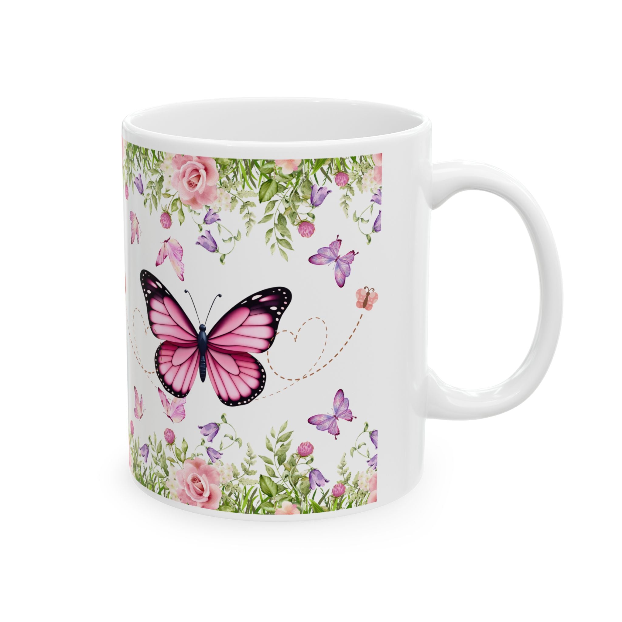 Floral Butterfly Ceramic Mug - Elegant Gift for Nature Lovers, Tea & Coffee Mug, Spring Decor, Birthday Gift, Home & Kitchen