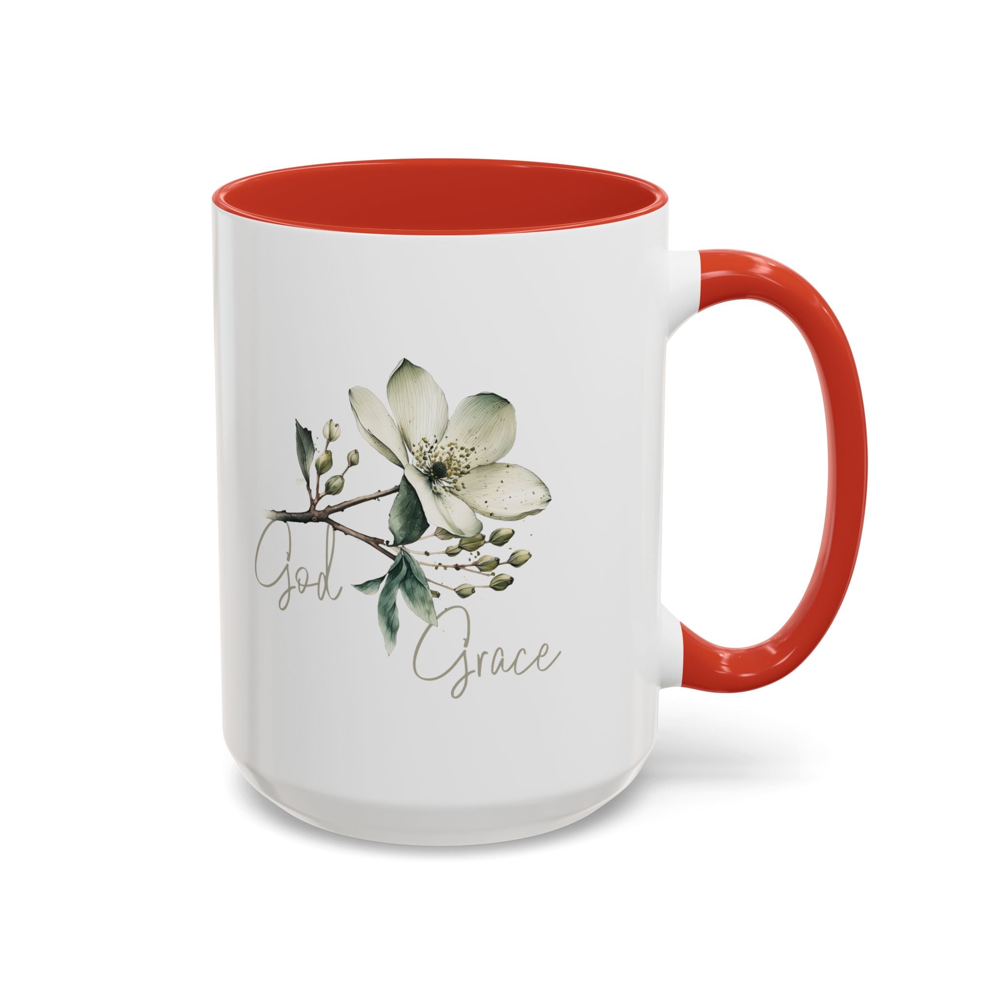 Floral Accent Coffee Mug | God Grace Gift, Nature-Inspired Tea Cup, Inspirational Drinkware for Home, Office, Mother's Day