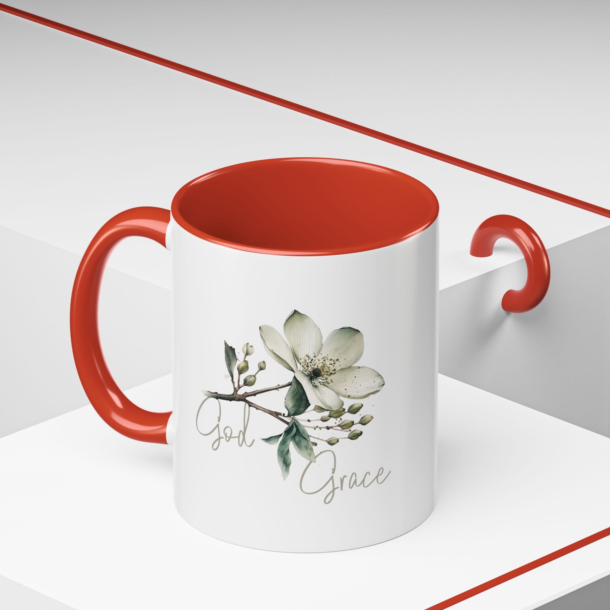 Floral Accent Coffee Mug | God Grace Gift, Nature-Inspired Tea Cup, Inspirational Drinkware for Home, Office, Mother's Day