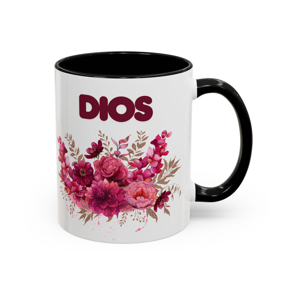 Dios Floral Accent Coffee Mug — 11/15oz Inspirational Christian Tea Cup