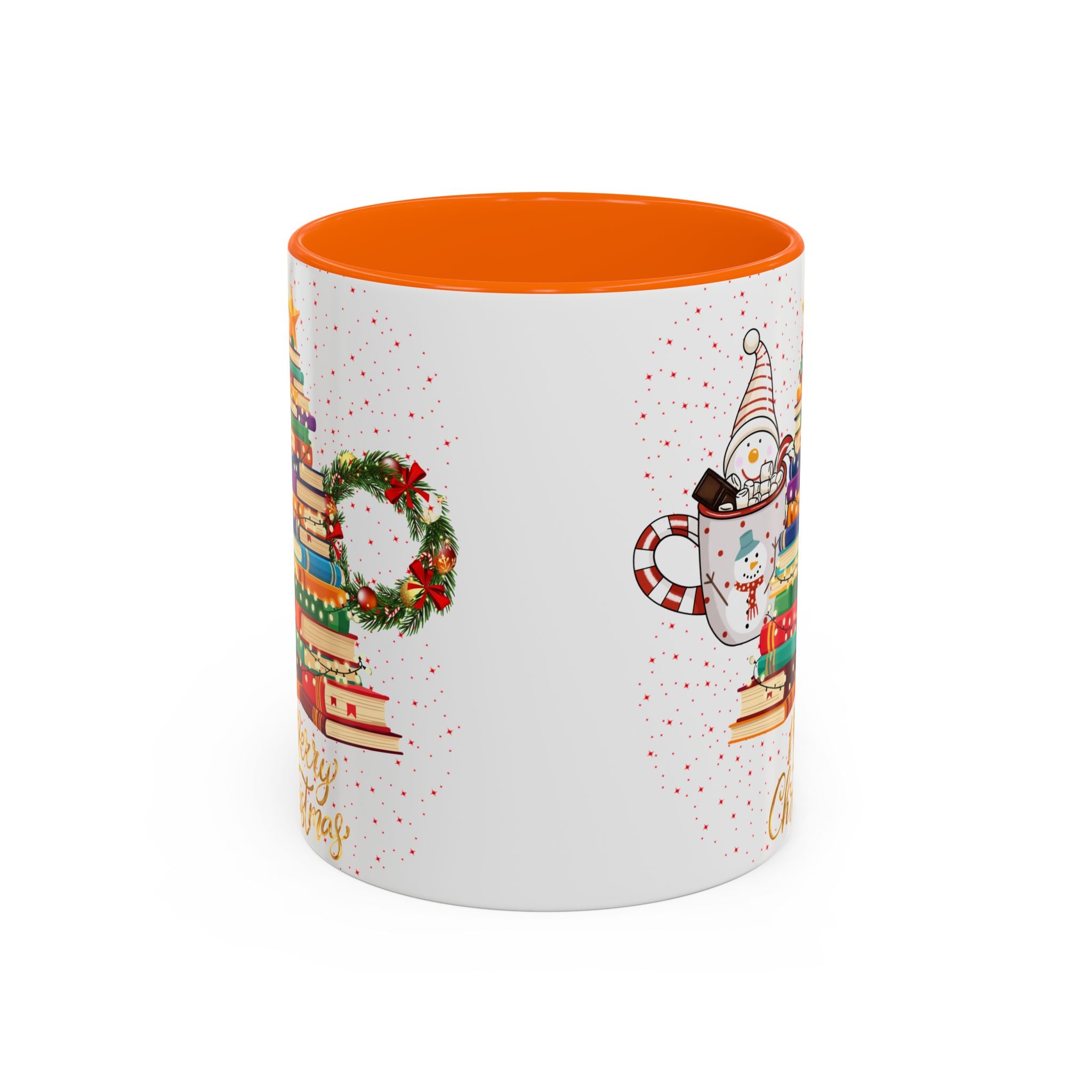 Christmas Book Tree Coffee Mug — Merry Christmas Accent Mug (11/15oz)