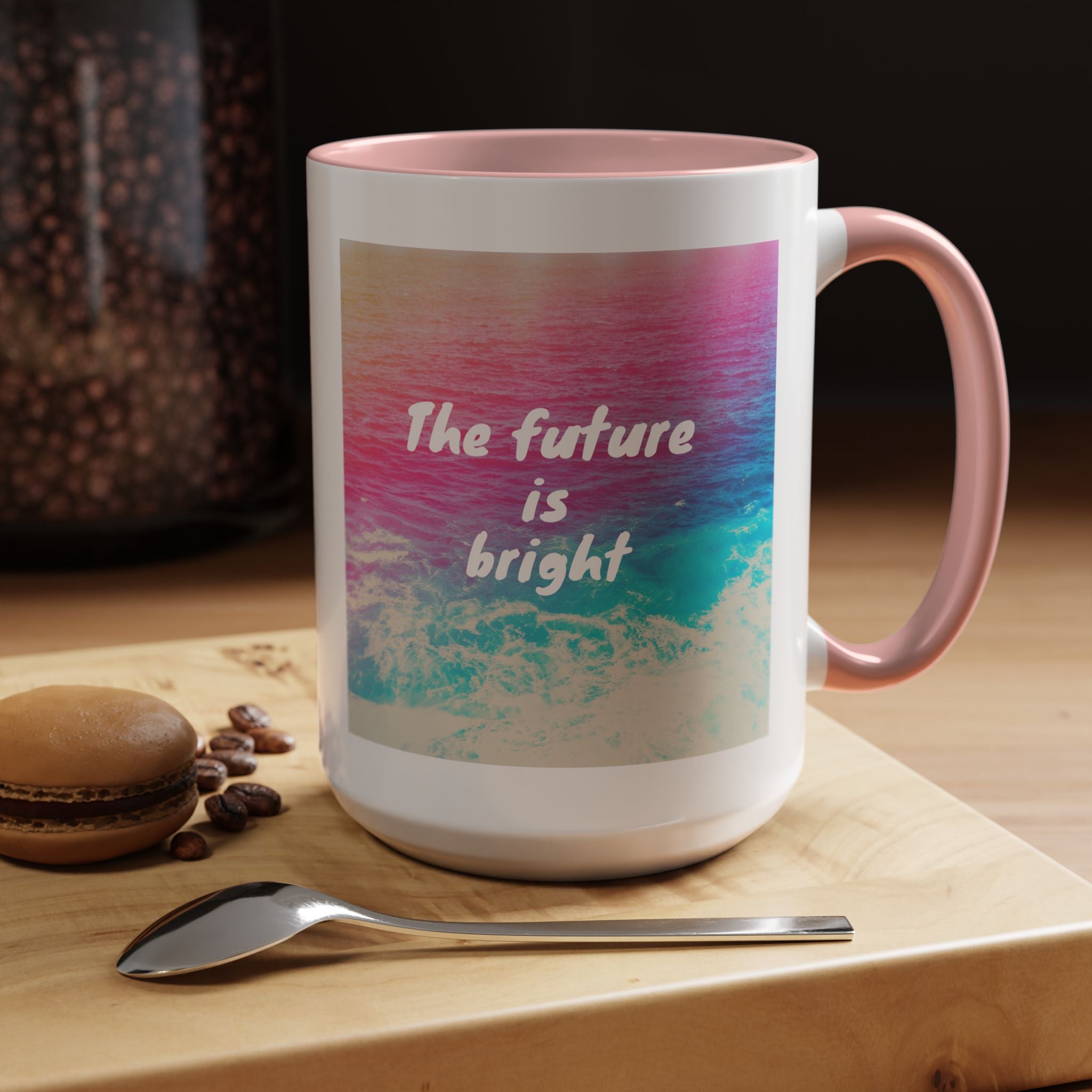 Ocean Background Future Is Bright Accent Coffee Mug (11, 15oz)