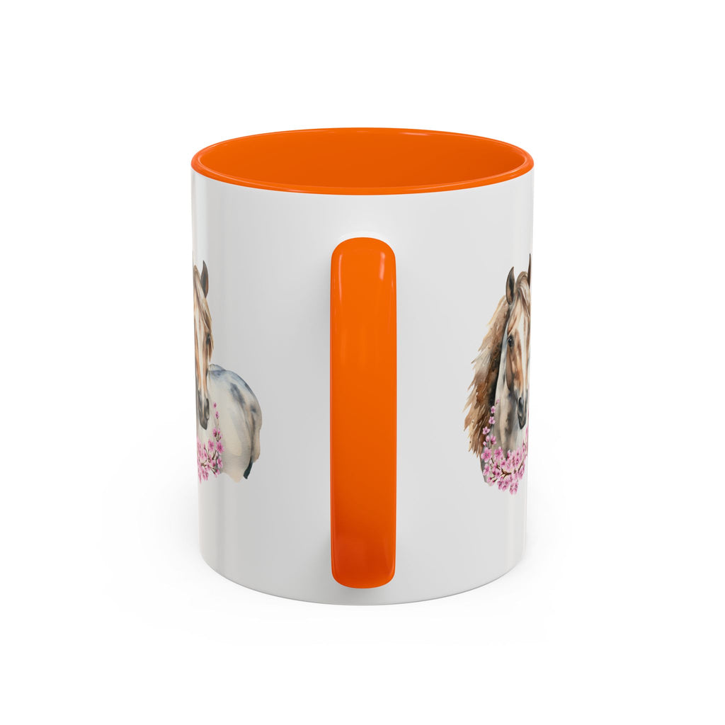 Horse Portrait Accent Coffee Mug — Floral Necklace Rustic Equestrian Gift (11/15oz)