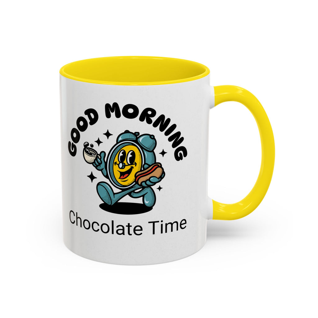 Cheerful Accent Coffee Mug, Good Morning Mug, Hot Beverage Cup, Chocolate Time Gift, Fun Kitchen Decor