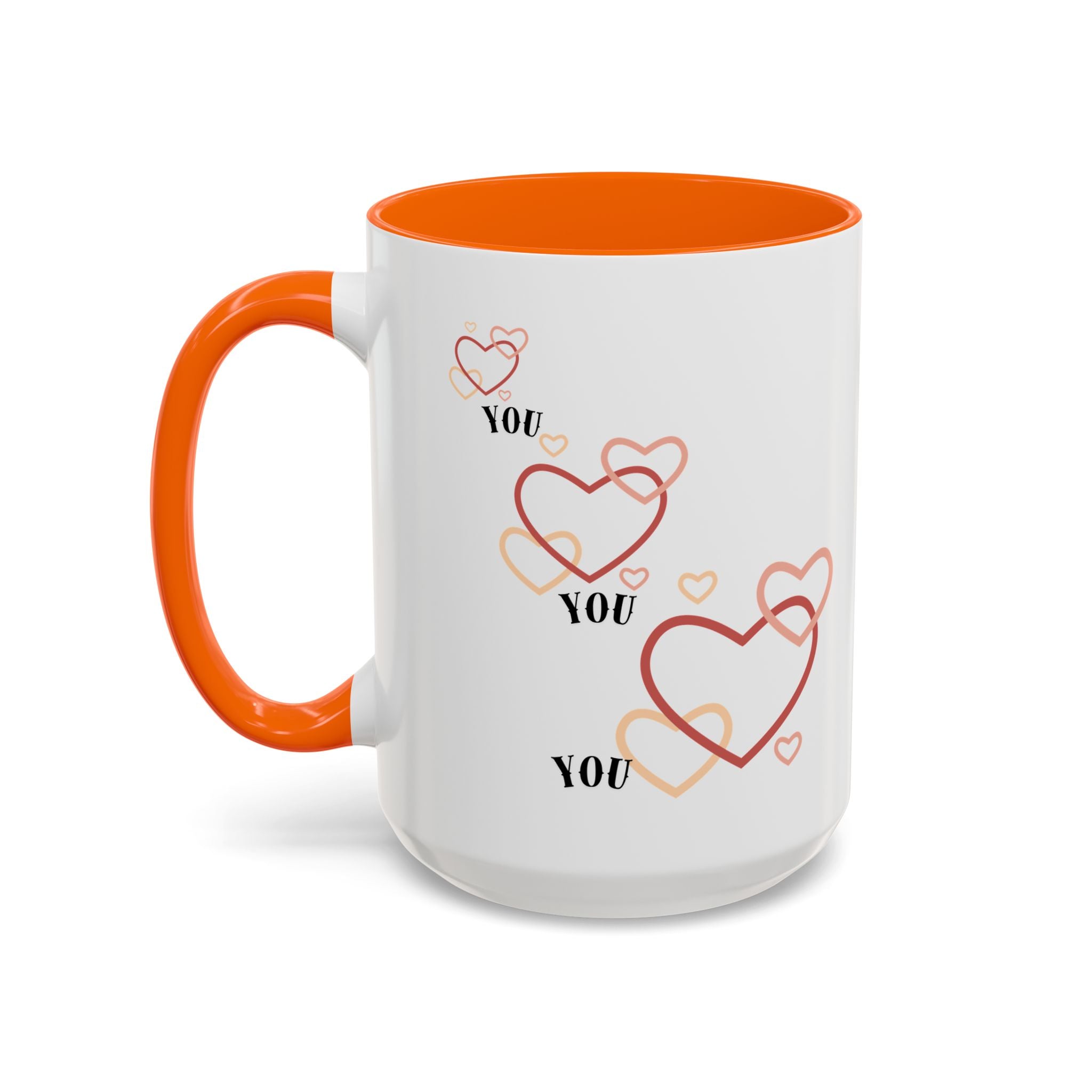 Love You Accent Coffee Mug, Valentine's Day Gift, Heart Mug, Cute Coffee Cup, Romantic Beverage Container